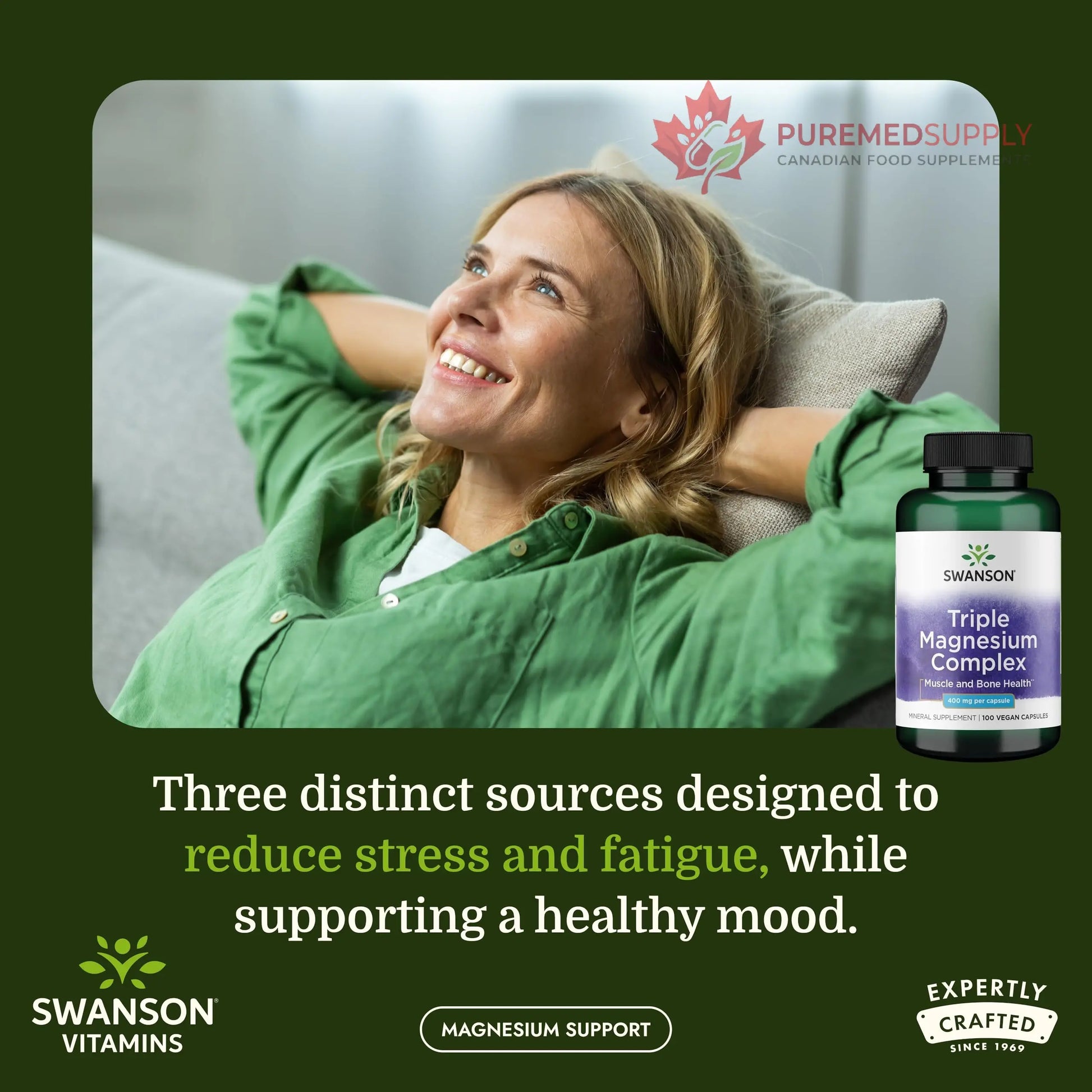 Swanson Triple Magnesium Complex - 100 Capsules, 400mg Each Swanson buy supplements canada
