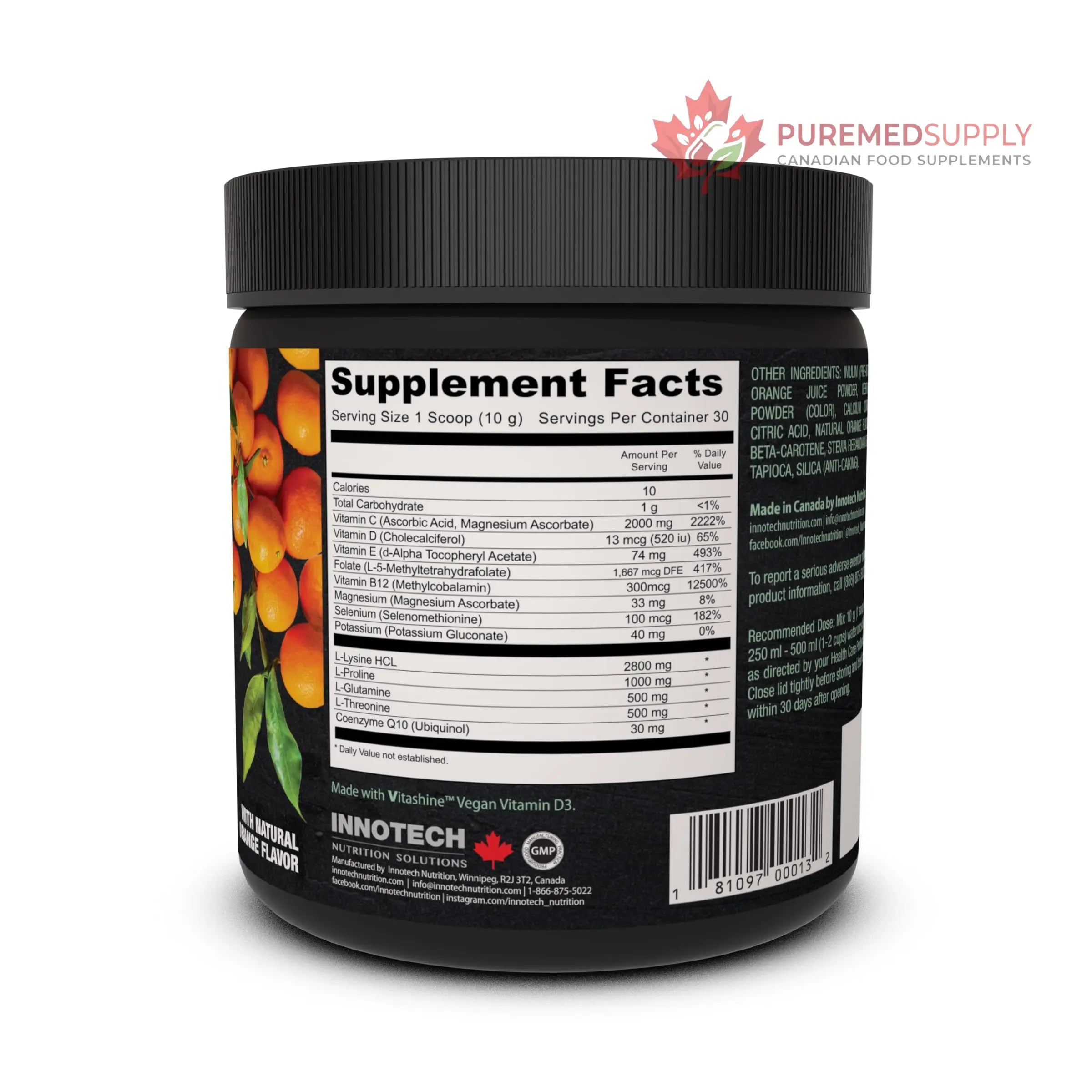 Innotech Nutrition CardioFlex Q10 Heart Health & Energy Support CoQ10 Amino Acids & Electrolytes Orange 360g Innotech Nutrition Solutions buy supplements canada