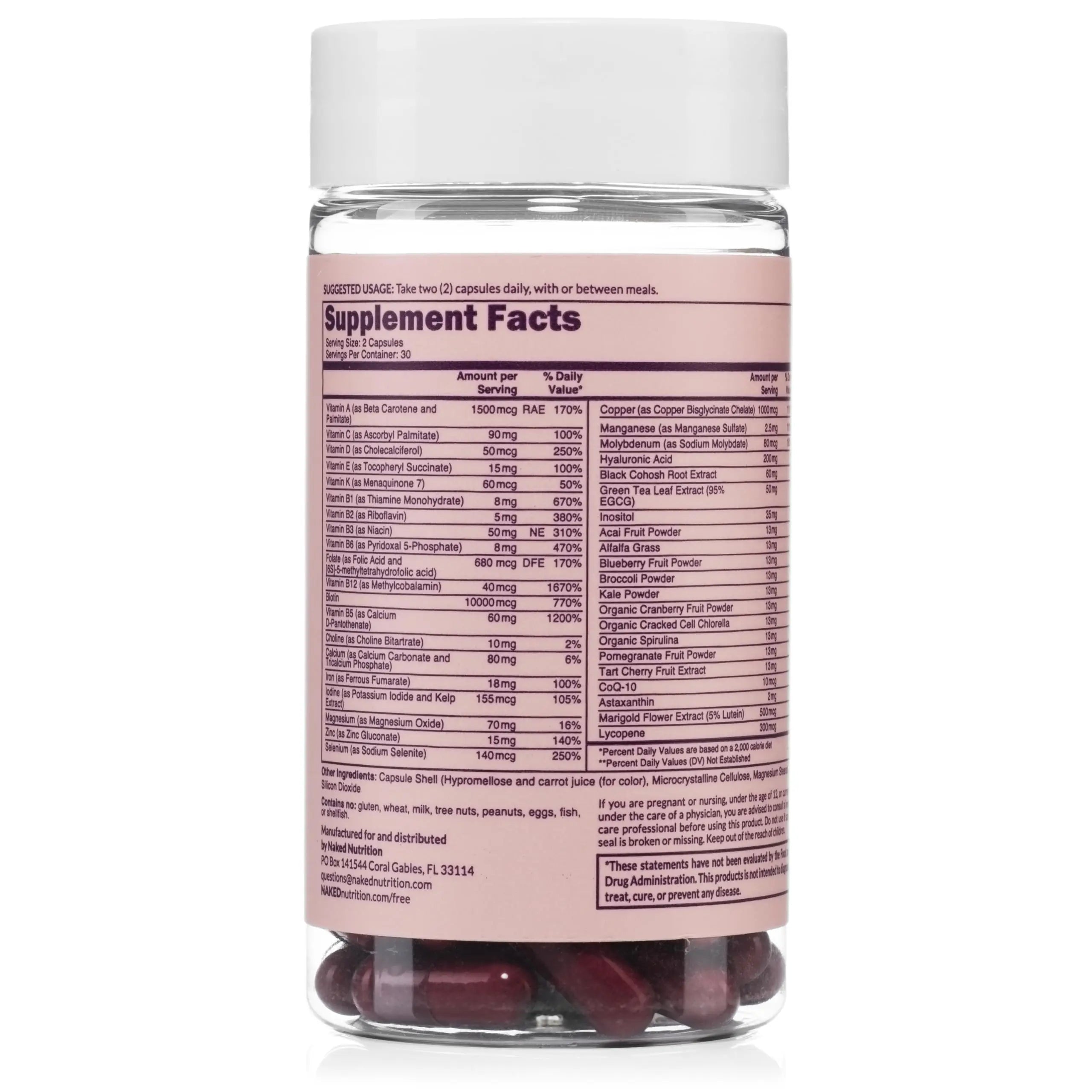 NAKED Nutrition Women's Multi - Daily Multivitamin - Vitamins A, C, E, Selenium, Zinc, Fruit and Super Green Extracts, to Boost Immune Support NAKED buy supplements canada