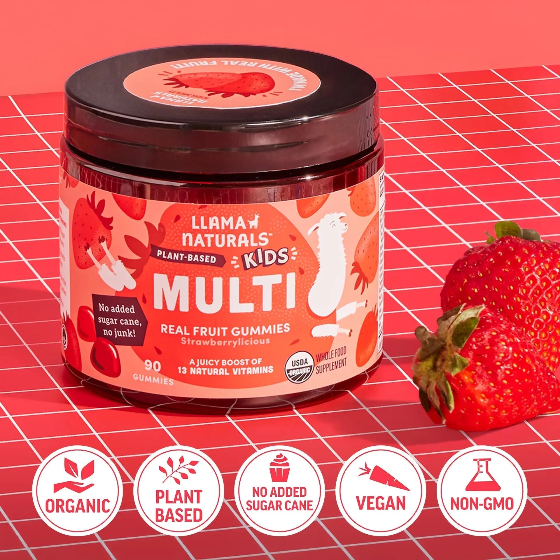 Llama Naturals Kids Multivitamin Gummies | Real Fruit, No Added Sugar Cane | Organic Vegan Toddler Whole Food Vitamins | Llama Naturals buy supplements canada