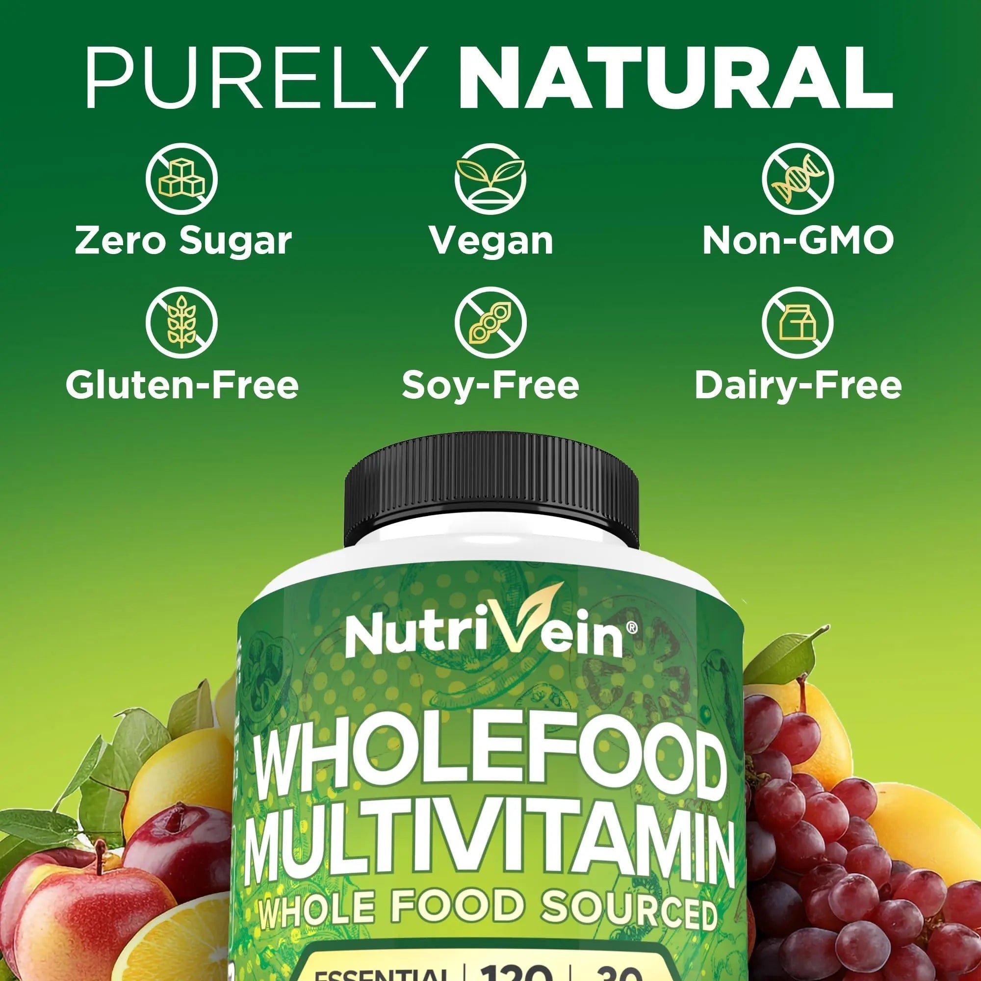 Nutrivein Whole Food Multivitamin for Men & Women – 120 Vegan Multivitamin Caps for Adults – Daily Energy, Immune & Heart Support Nutrivein buy supplements canada