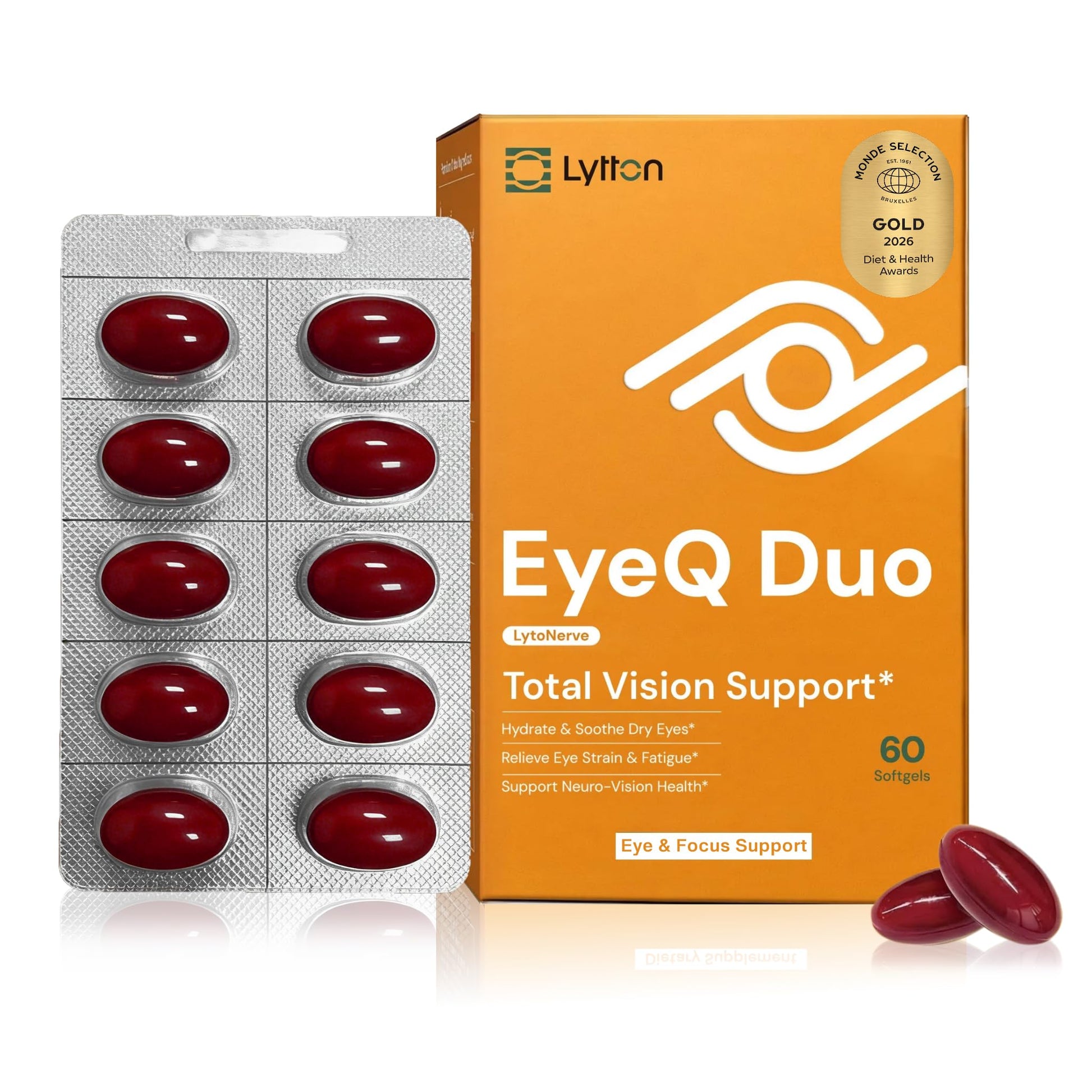 LYTTON EyeQ Duo Digital Eye & Focus Support – Patented Anthochlorogin for Brain-Eye Connection, Promotes Ocular Vitality – Rapid Visual Comfort & Natural Formula for Screen Users, 60 Softgels LYTTON buy supplements canada