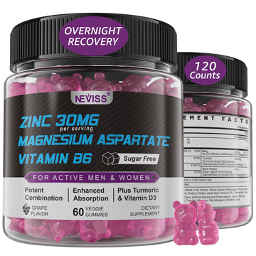Zinc and Magnesium Supplement, Zinc Magnesium Aspartate Post Workout Gummies for Men Women, with Vitamin B6, B12, D3, Turmeric for Nighttime Recovery, Reduce Fatigue NEVISS buy supplements canada