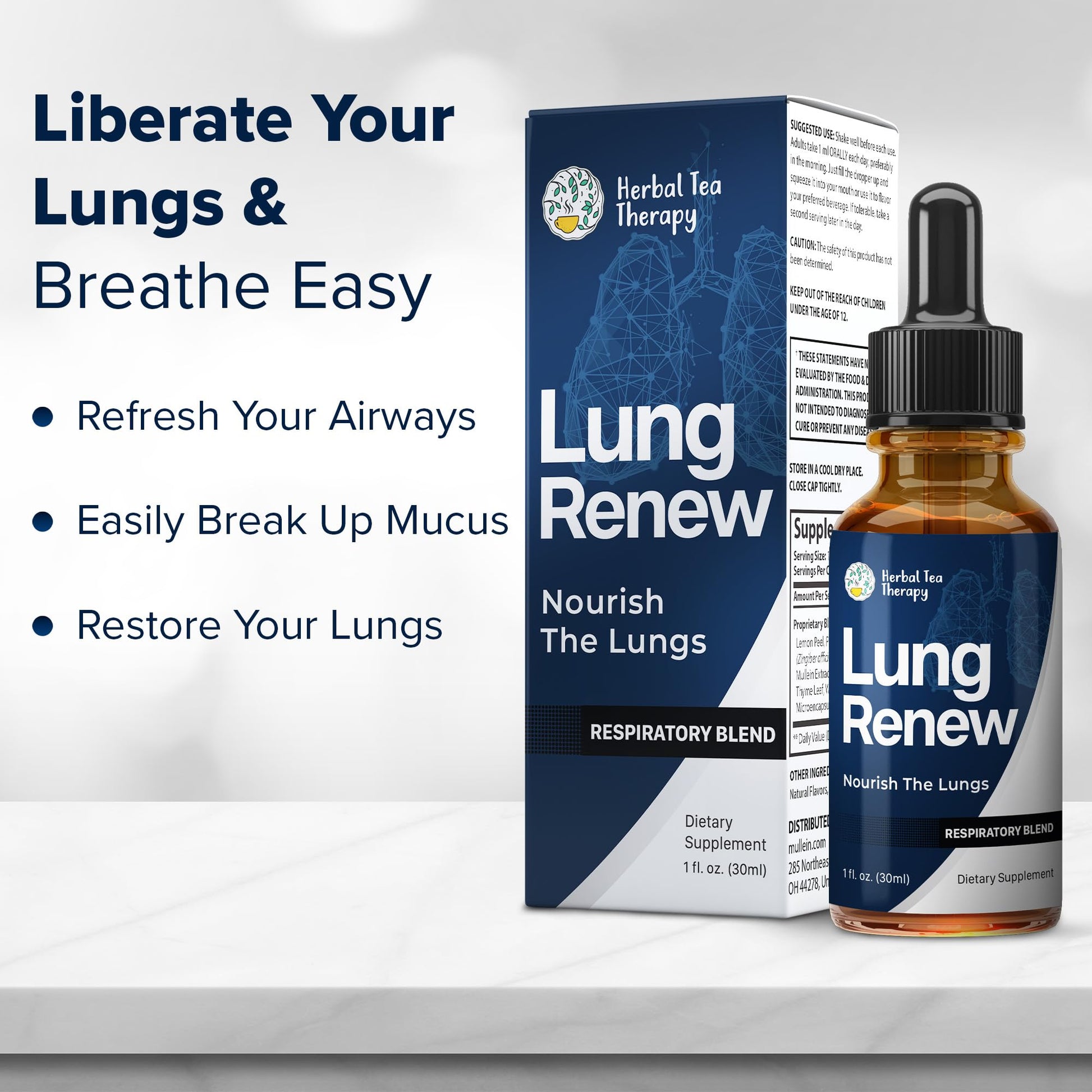 Herbal Tea Therapy Lung Renew Mullein Drops for Lungs (1 fl. oz.): Peppermint, Thyme, & Mullein Leaf Extract for Lungs Detox & Daily Respiratory Comfort - GMO-Free & Made in USA Herbal Tea Therapy buy supplements canada