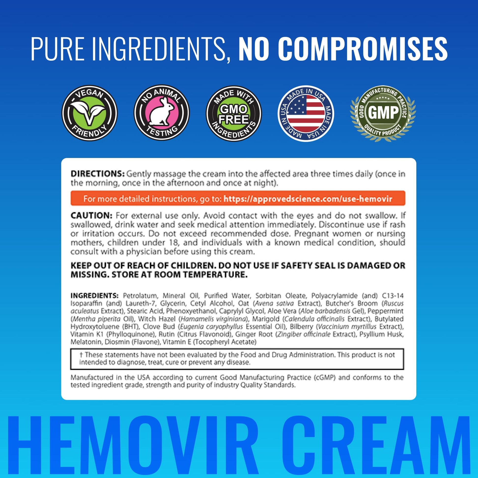 Approved Science Hemovir - Hemorrhoid Capsules and Cream - Dual-Action Stops Itching and Optimizes Blood Flow - Internal and External Care - 45 Capsules + 2 Fl Oz - Vegan - Non GMO - Made in The USA Approved Science buy supplements canada