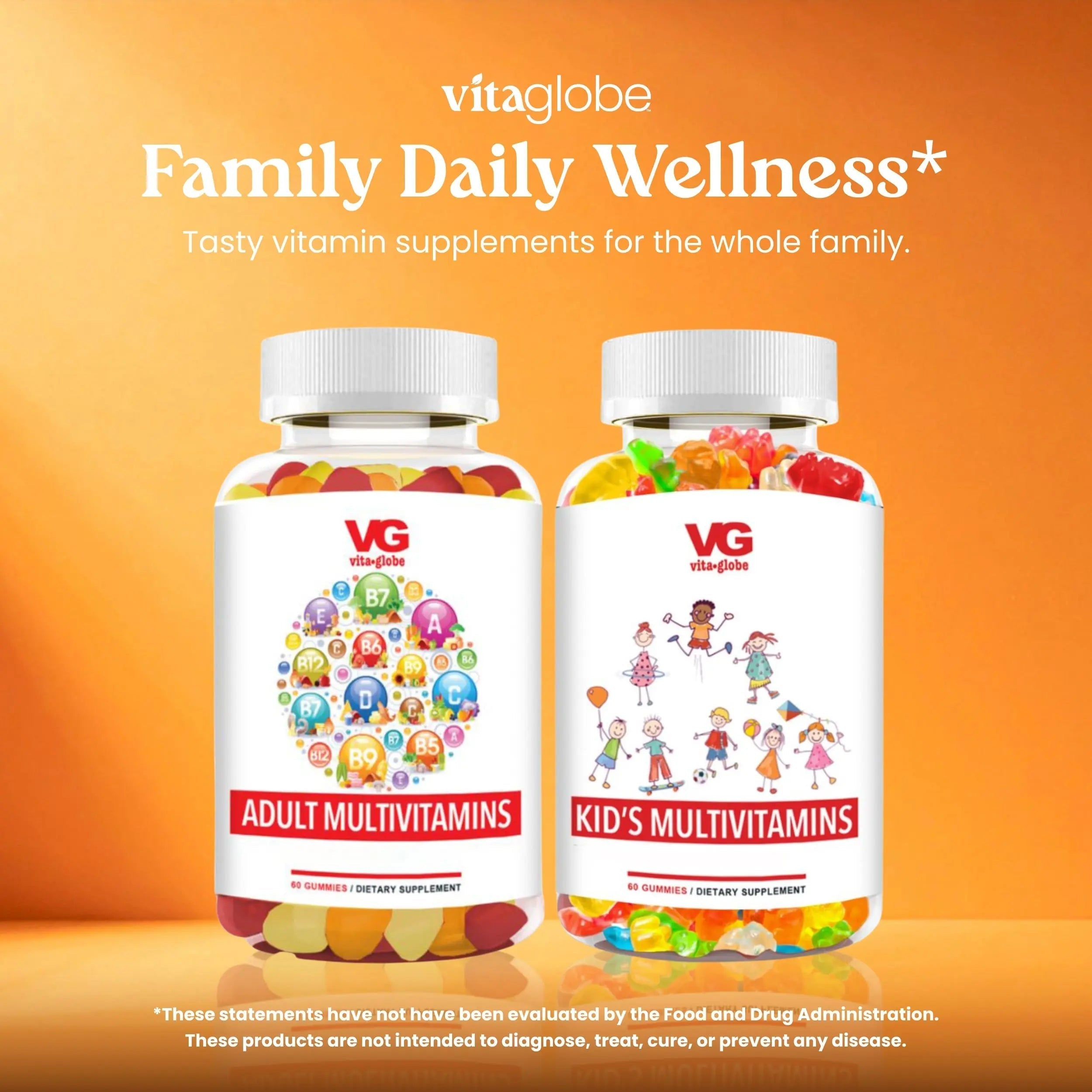 VITA GLOBE Adult Multivitamin Gummies – 9 Daily Vitamins with C, D, E, B6, B12, Folate & Biotin | Delicious Juicy Trio Orange VITA GLOBE buy supplements canada