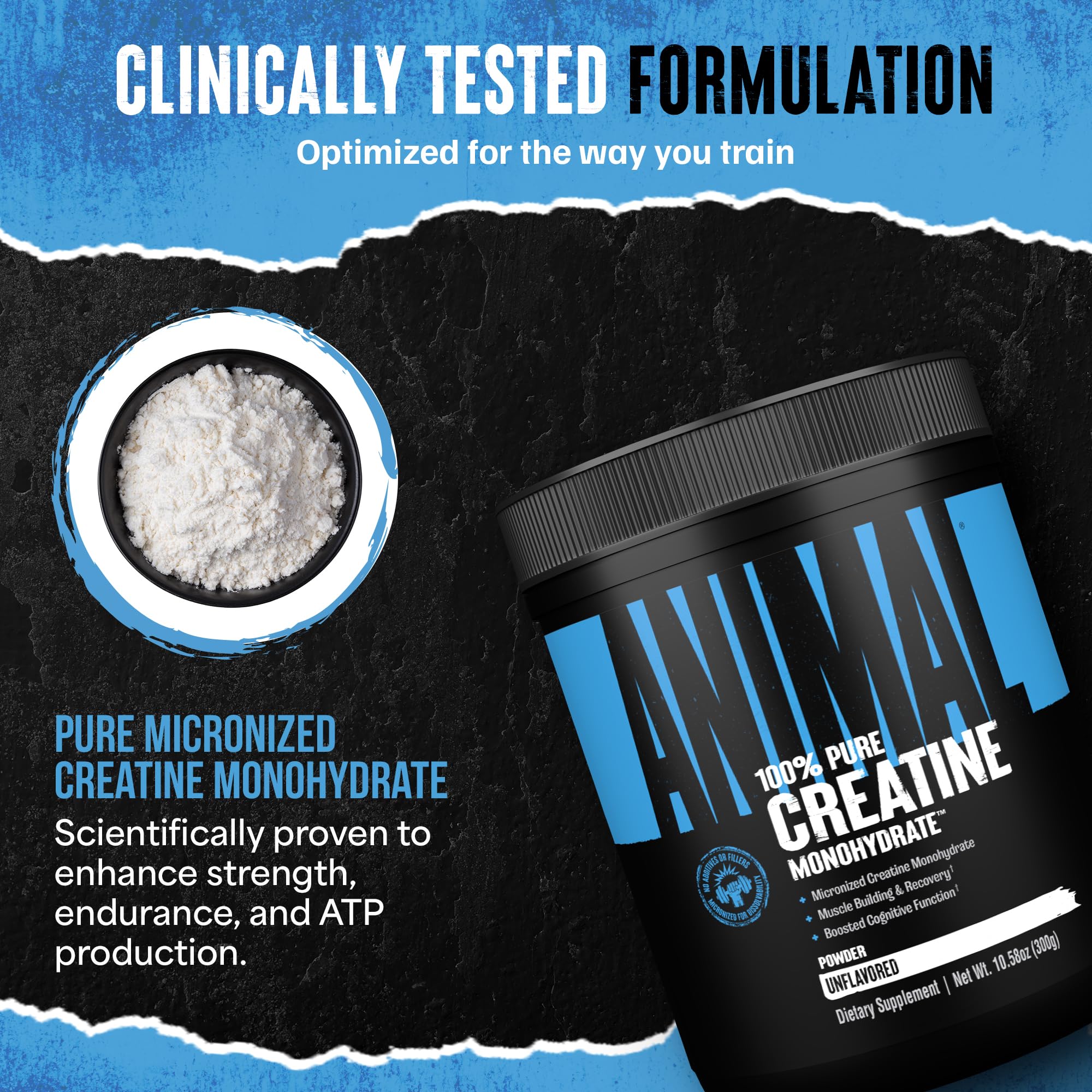 Animal Creatine Monohydrate Powder – Micronized Creatine for Women and Men, Supports Muscle Growth, Strength, Endurance, Recovery and ATP Production, Gym & Workout Supplements - Unflavored, 300g Animal buy supplements canada