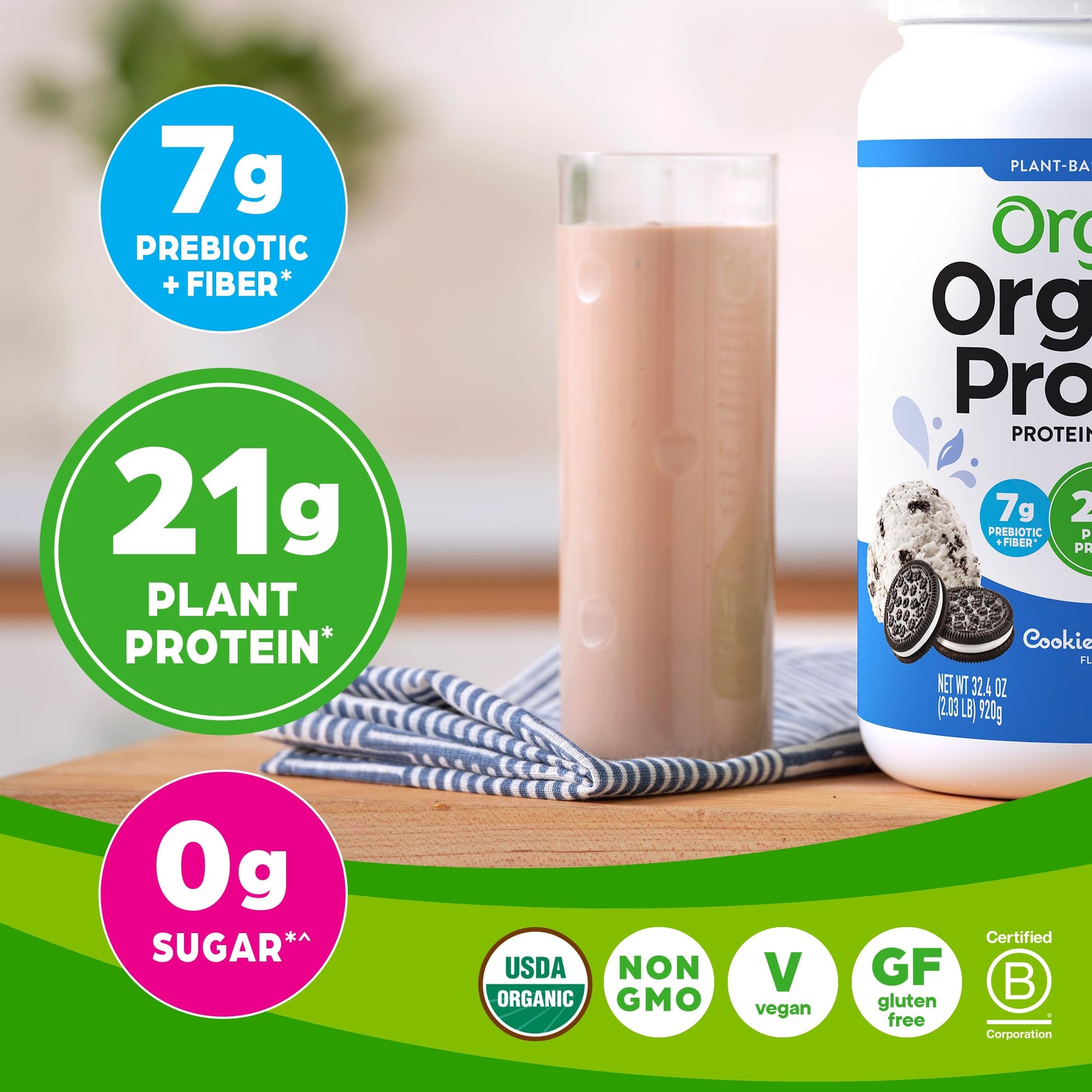 Orgain Organic Vegan Protein Powder, Cookies and Cream - 21g Plant Based Protein Orgain buy supplements canada