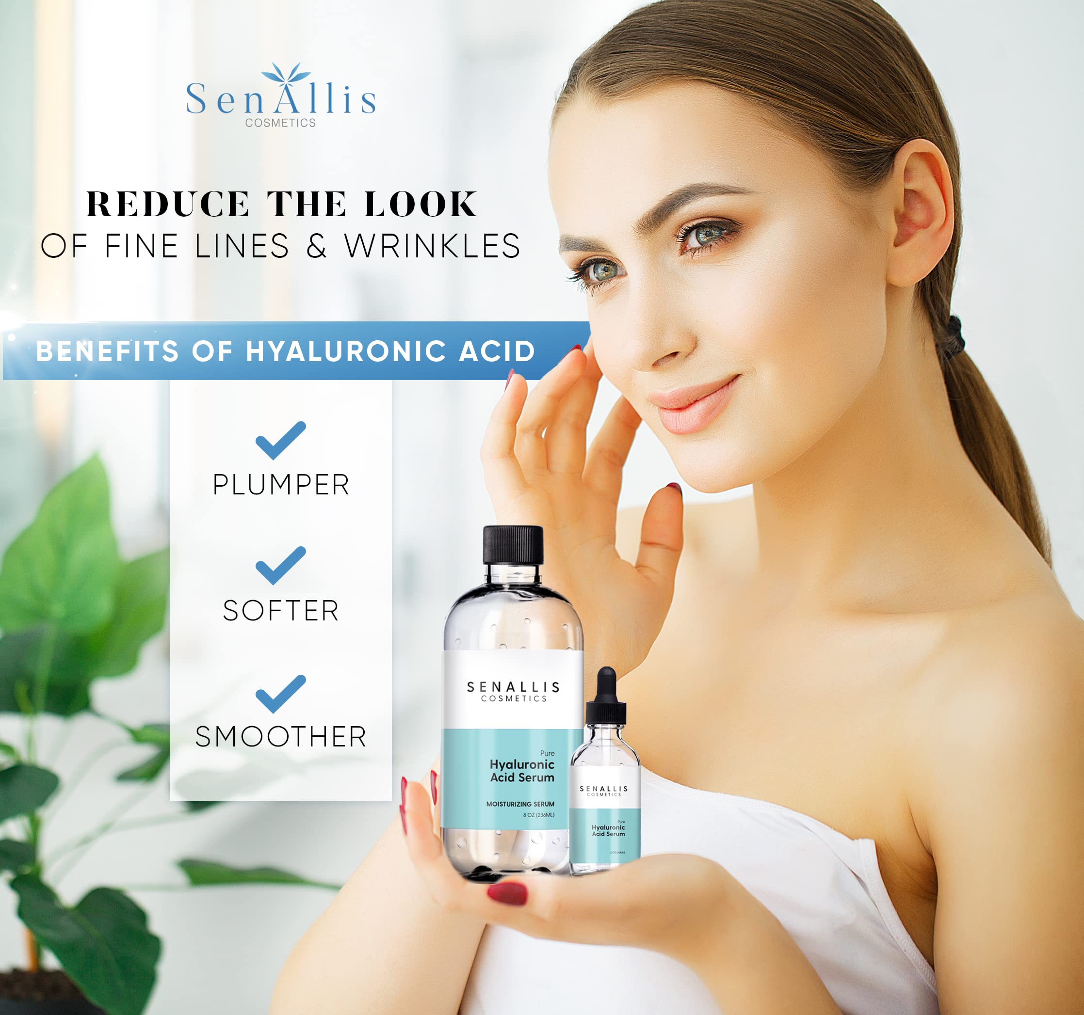 Hyaluronic Acid Serum 8 fl oz And 2 fl oz, Made From Pure Hyaluronic Acid, Anti Aging/Wrinkle, Ultra-Hydrating Moisturizer SenAllis Cosmetics buy supplements canada