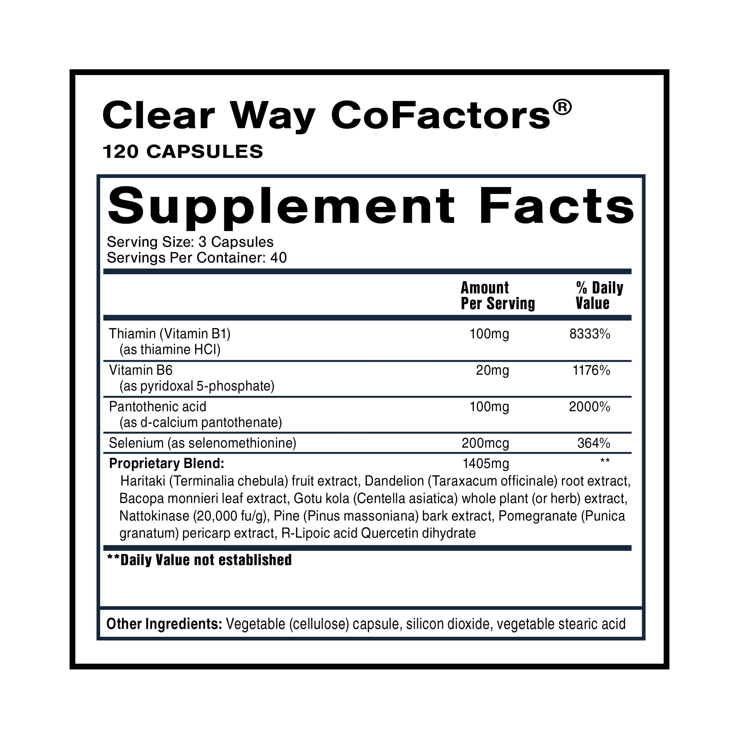 Quicksilver Scientific Clear Way Cofactors - Body Detox Cleanse Support with Vitamin B1, Dandelion Extract, Quercetin & Nattokinase Enzyme - Antioxidant Cleanse to Support Gut Health (120 Capsules) Quicksilver Scientific buy supplements canada