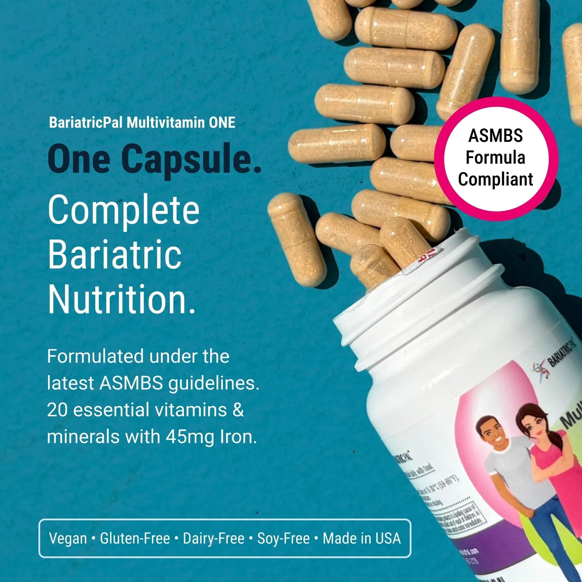 BariatricPal Multivitamin ONE 1 per Day! Bariatric Multivitamin Capsule Iron Free | Easy to Swallow Capsule | BariatricPal buy supplements canada