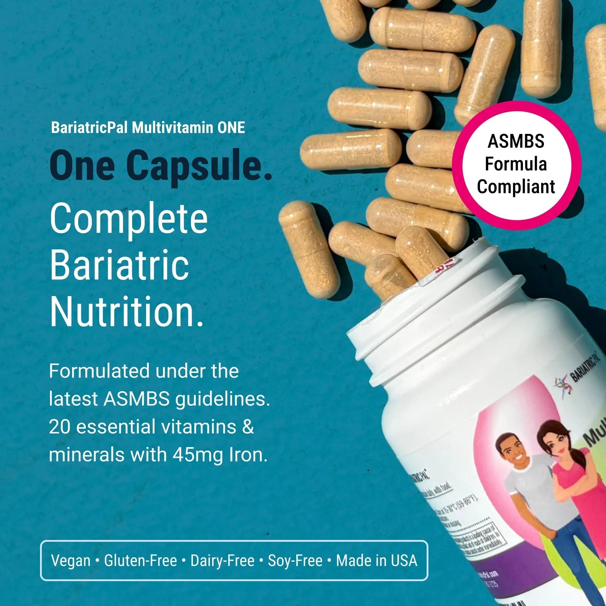 BariatricPal Multivitamin ONE 1 per Day! Bariatric Multivitamin Capsule Iron Free | Easy to Swallow Capsule | BariatricPal buy supplements canada