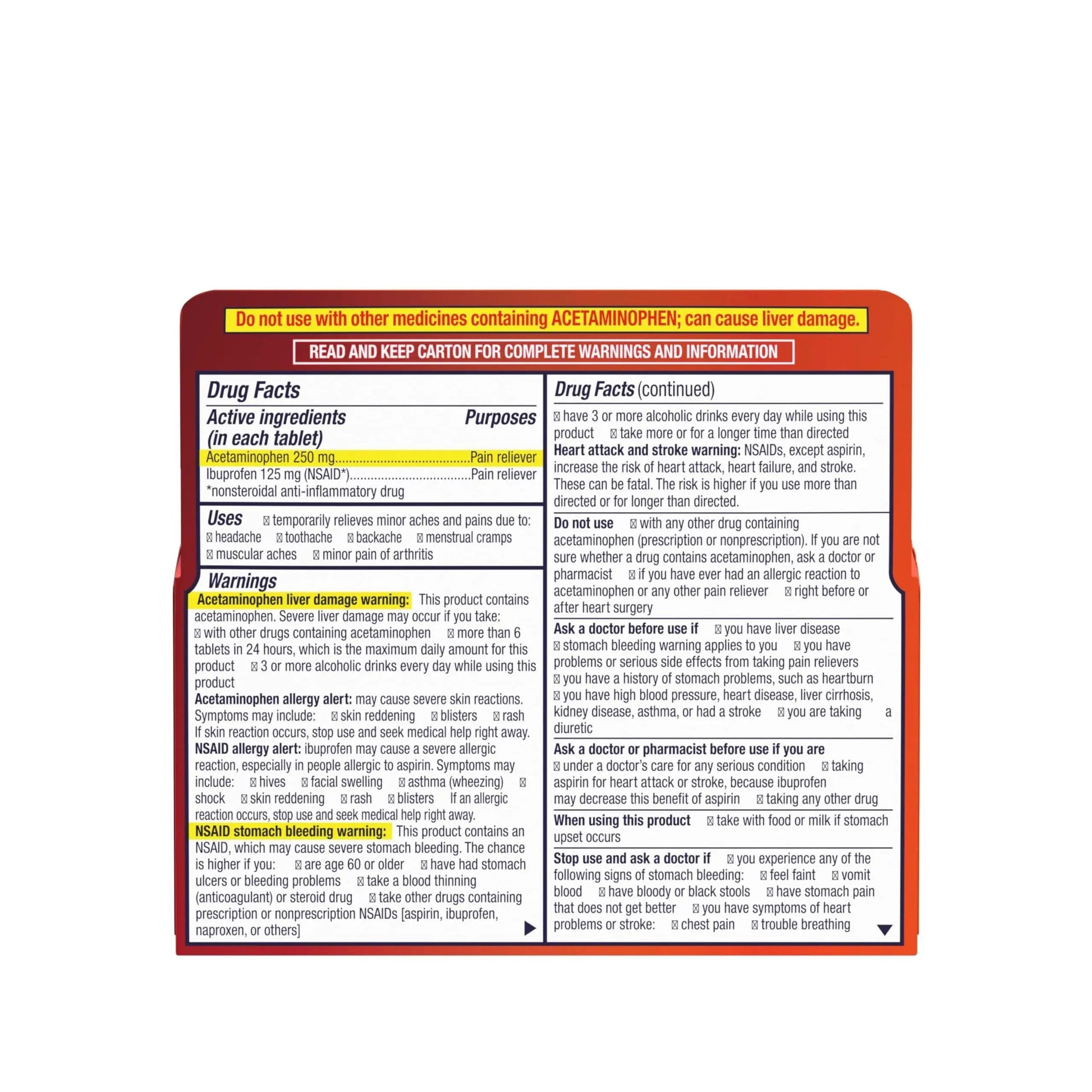 Motrin Dual Action with Tylenol, Fast-Acting Dual Action Pain Reliever with Ibuprofen & Acetaminophen for Minor Aches & Pains, Ibuprofen (NSAID) 125 mg & Acetaminophen 250 mg, 80 ct Motrin buy supplements canada