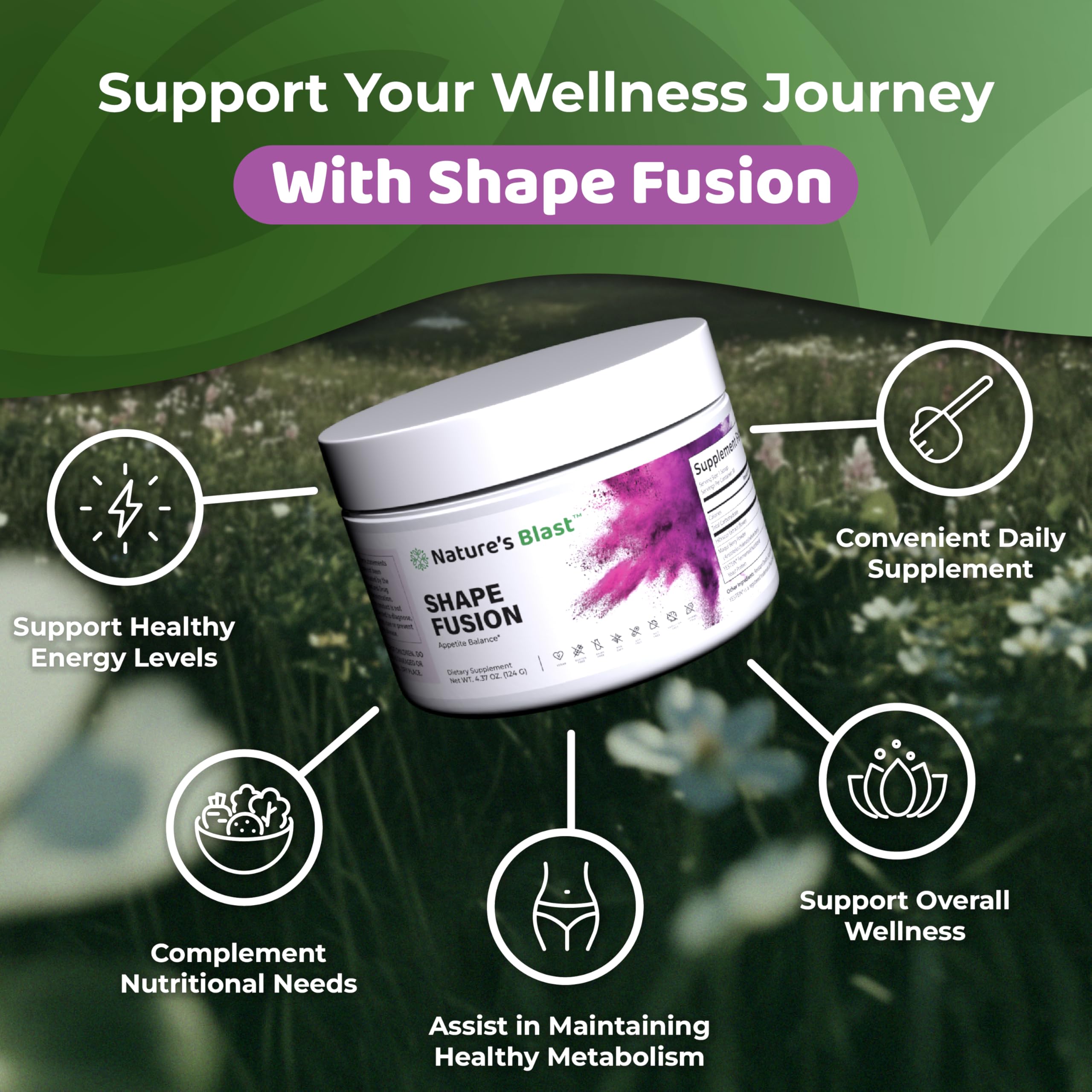 NATURES BLAST Shape Fusion® - GLP-1 Supplements with Ashwagandha, Hibiscus, Ceylon Cinnamon, Maqui Berry & African Mango Extract - Supports Healthy Habits, Energy & Body Balance - 30 Servings NATURES BLAST buy supplements canada