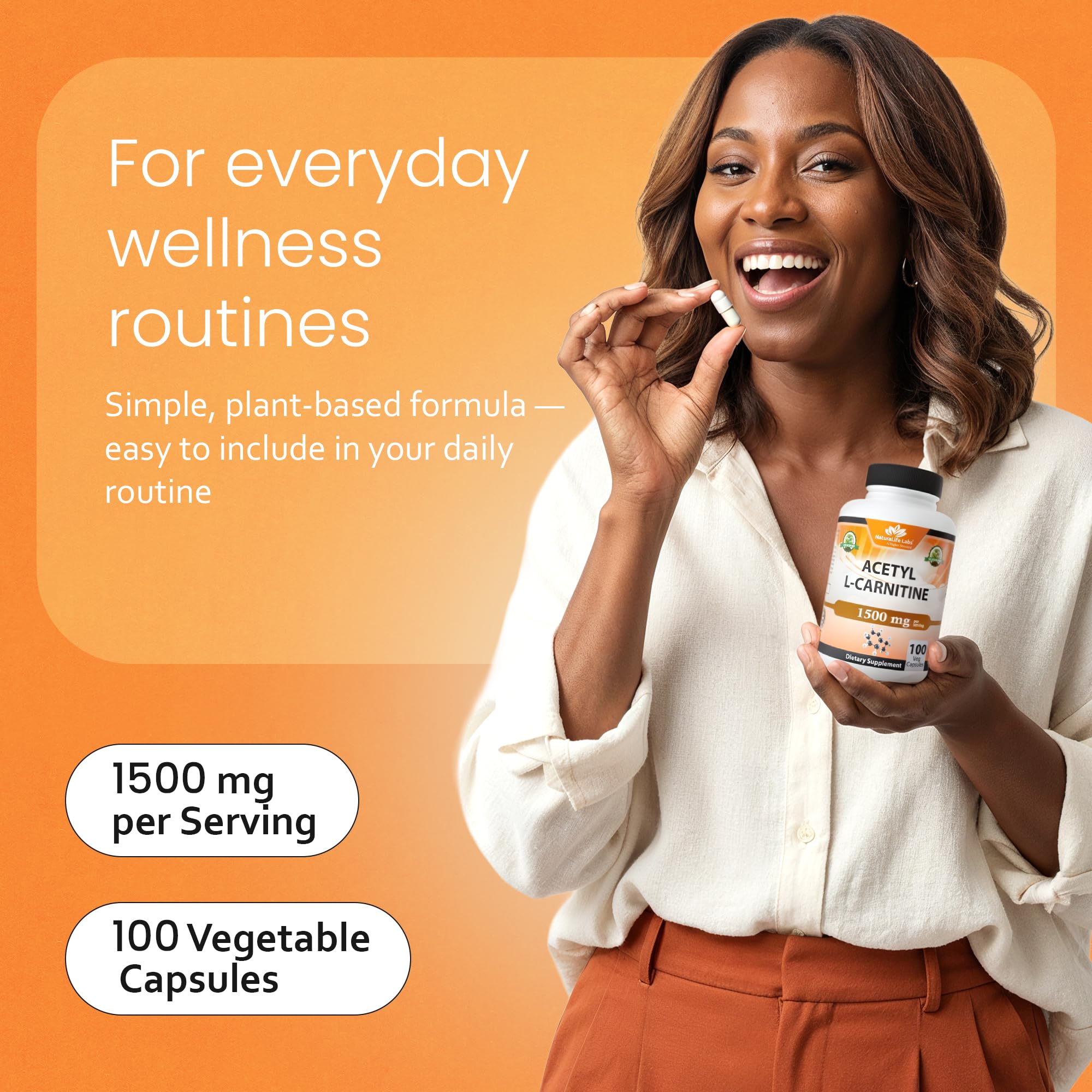 NaturaLife Labs Acetyl L-Carnitine (ALCAR) 1500 mg per Serving – 100 Capsules – Non-GMO, Gluten-Free, Vegan NaturaLife Labs buy supplements canada