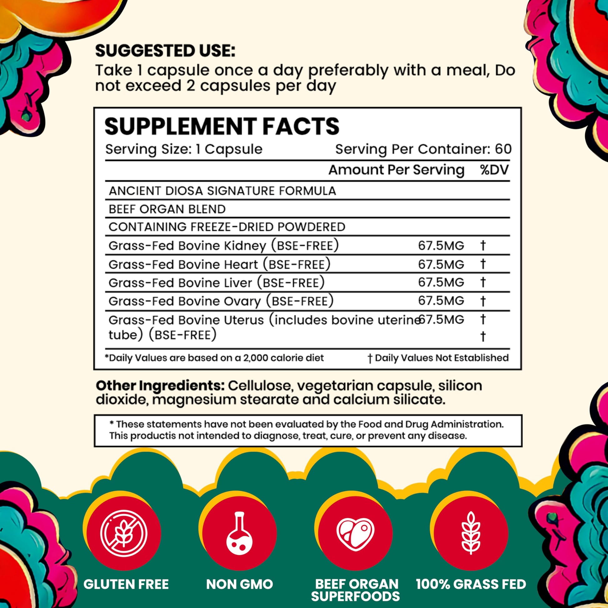 ANCIENT DIOSA Grass Fed Beef Liver Capsules - Female-Focused Organ Supplement with Liver, Heart, Ovary & Uterus - Supports Hormone Balance & Vitality, Whole Body Wellness - 60 Capsules ANCIENT DIOSA buy supplements canada
