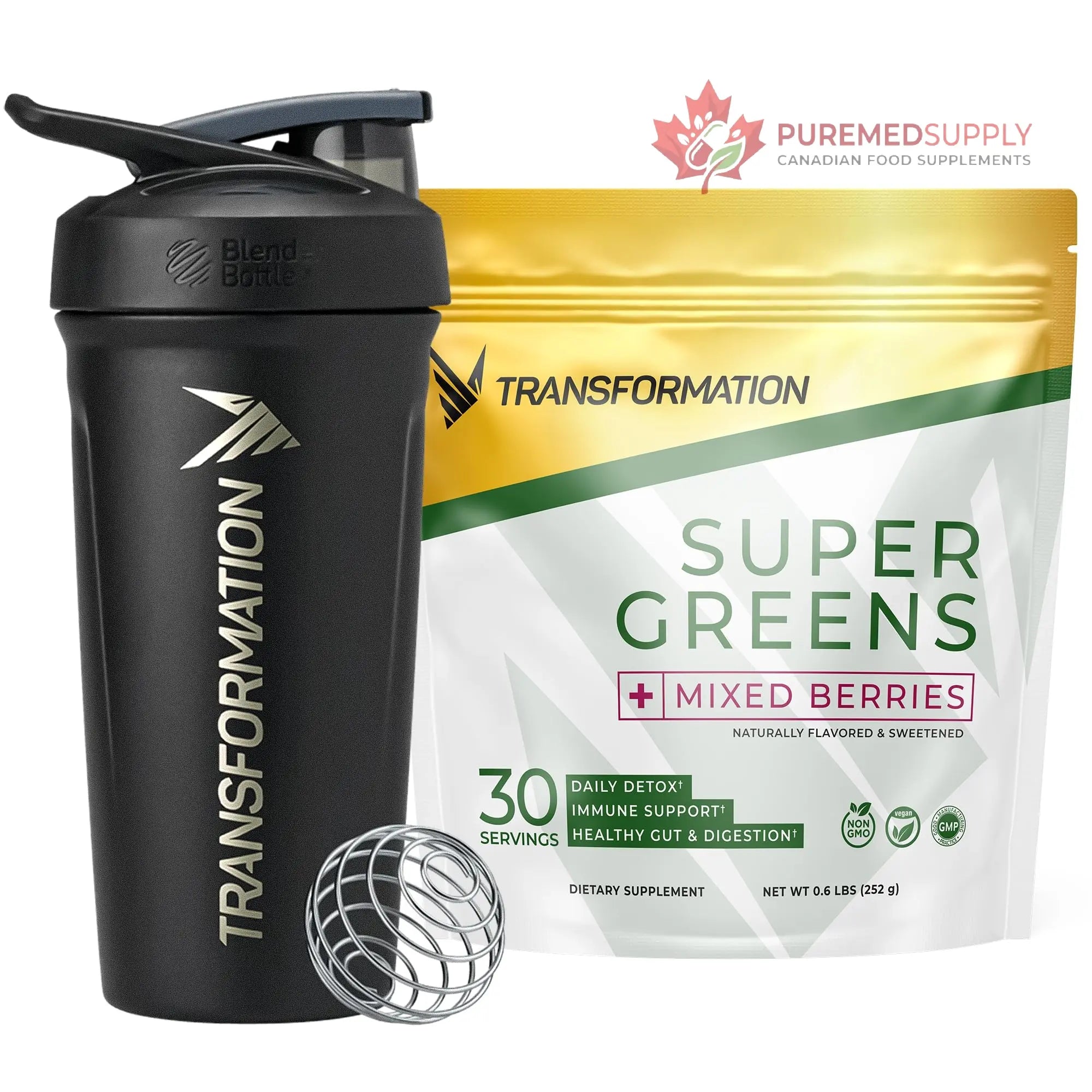 Transformation Super Greens Superfood Powder & Performance Insulated Shaker Bottle | Immune & Energy Support | Made with Natural Ingredients | Detoxifying & Alkalizing Minerals SPR BODY buy supplements canada
