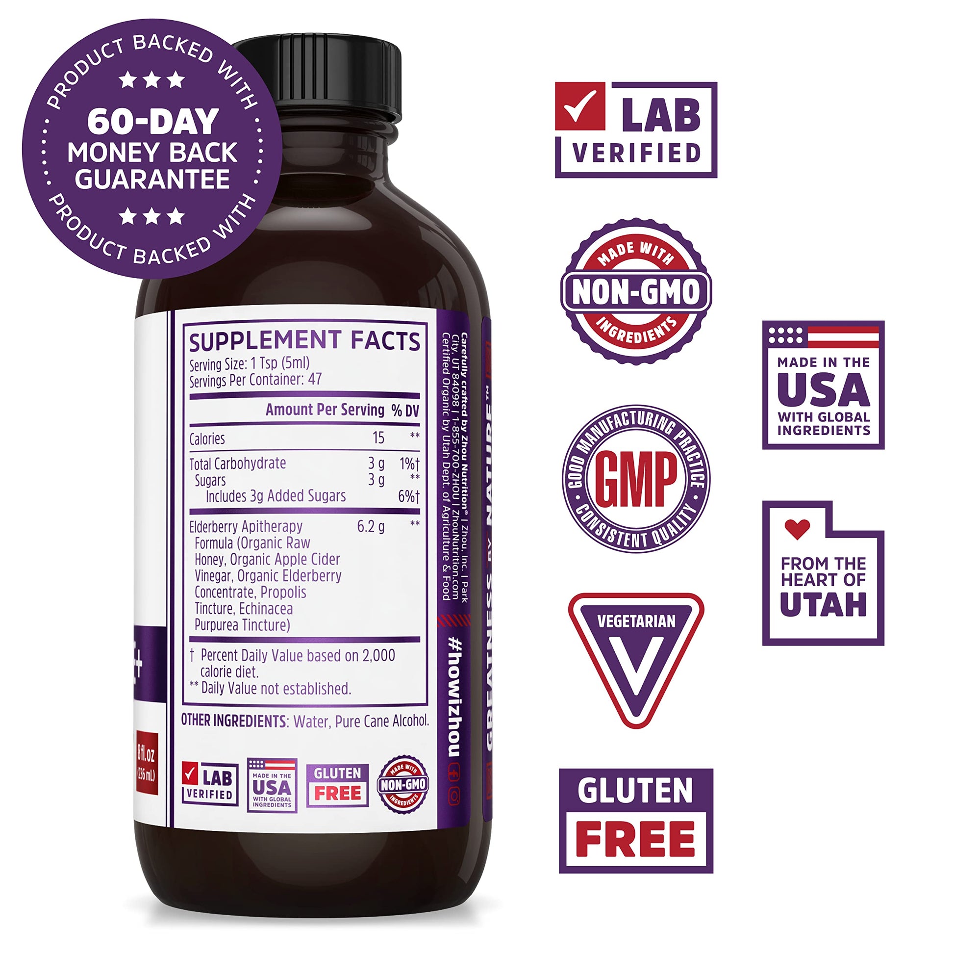 Zhou Nutrition Elderberry Syrup, Immune System Booster with Organic Elderberry Syrup Zhou Nutrition buy supplements canada