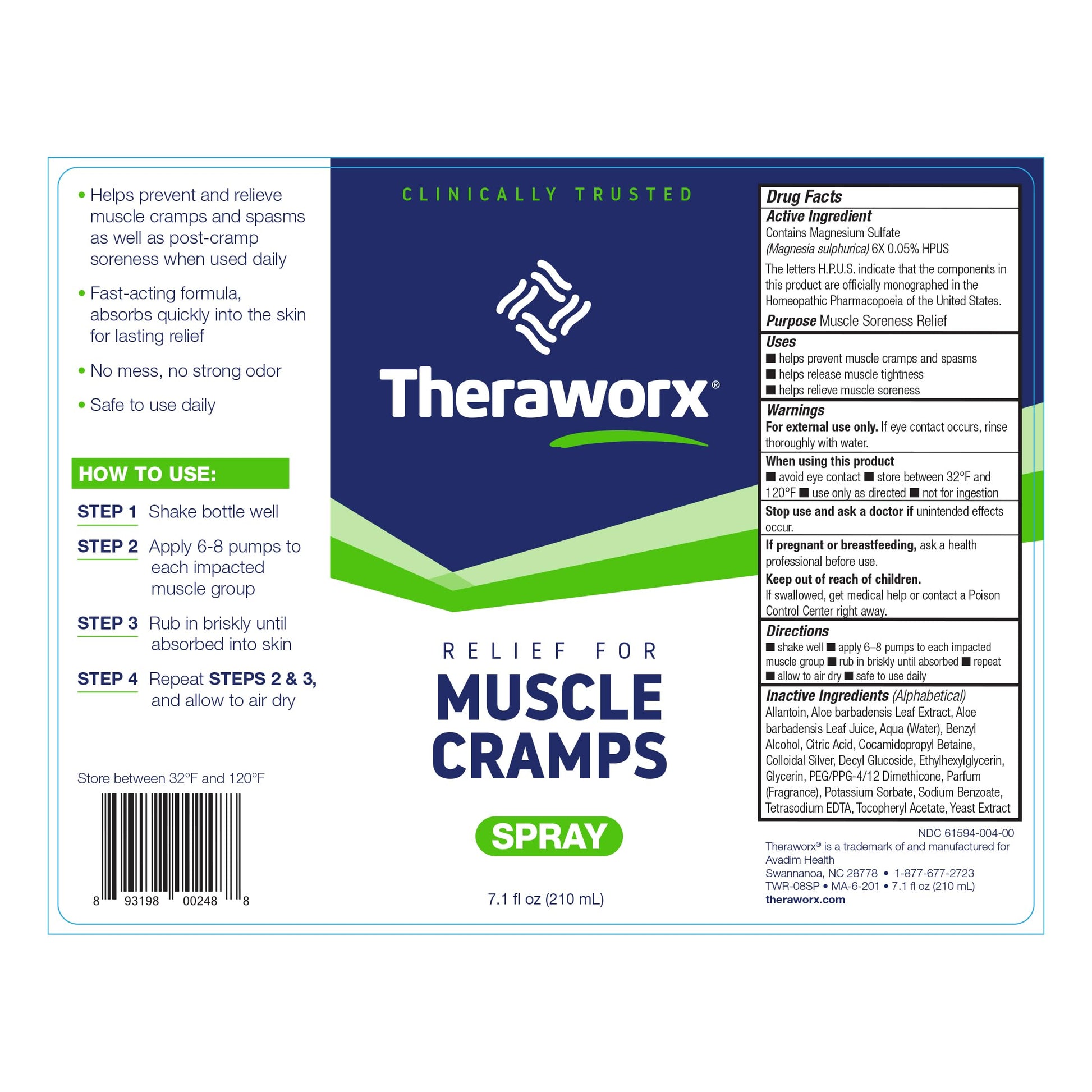Theraworx Relief for Muscle Cramps Spray Fast-Acting Muscle Spasm, Leg Soreness with Magnesium Sulfate - 7.1 oz - 1 Count Theraworx buy supplements canada