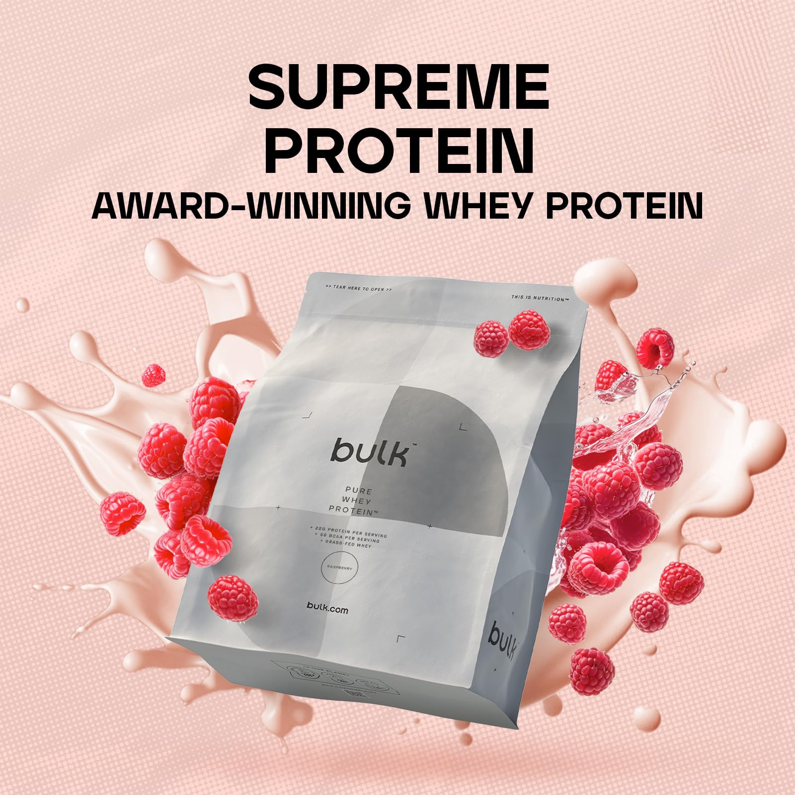 Bulk Pure Whey Protein Powder Shake, Raspberry, 500 g, Packaging May Vary Bulk buy supplements canada