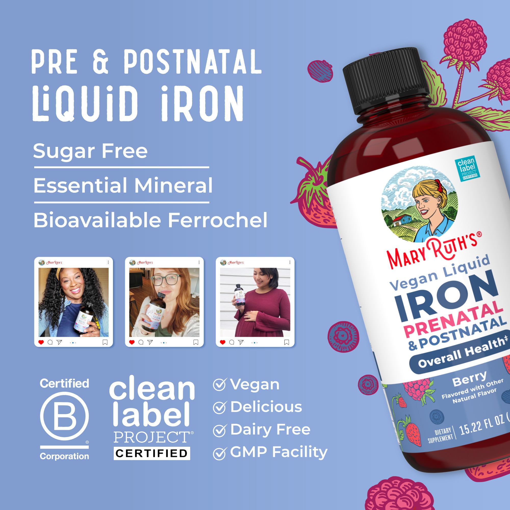 MaryRuth Organics | Liquid Iron Supplement Prenatal & Postnatal for Pregnant & Lactating | Iron Deficiency | Immune Support | Sugar/Gluten Free | Vegan | Non-GMO | 15.22 Fl Oz MARYRUTH'S buy supplements canada