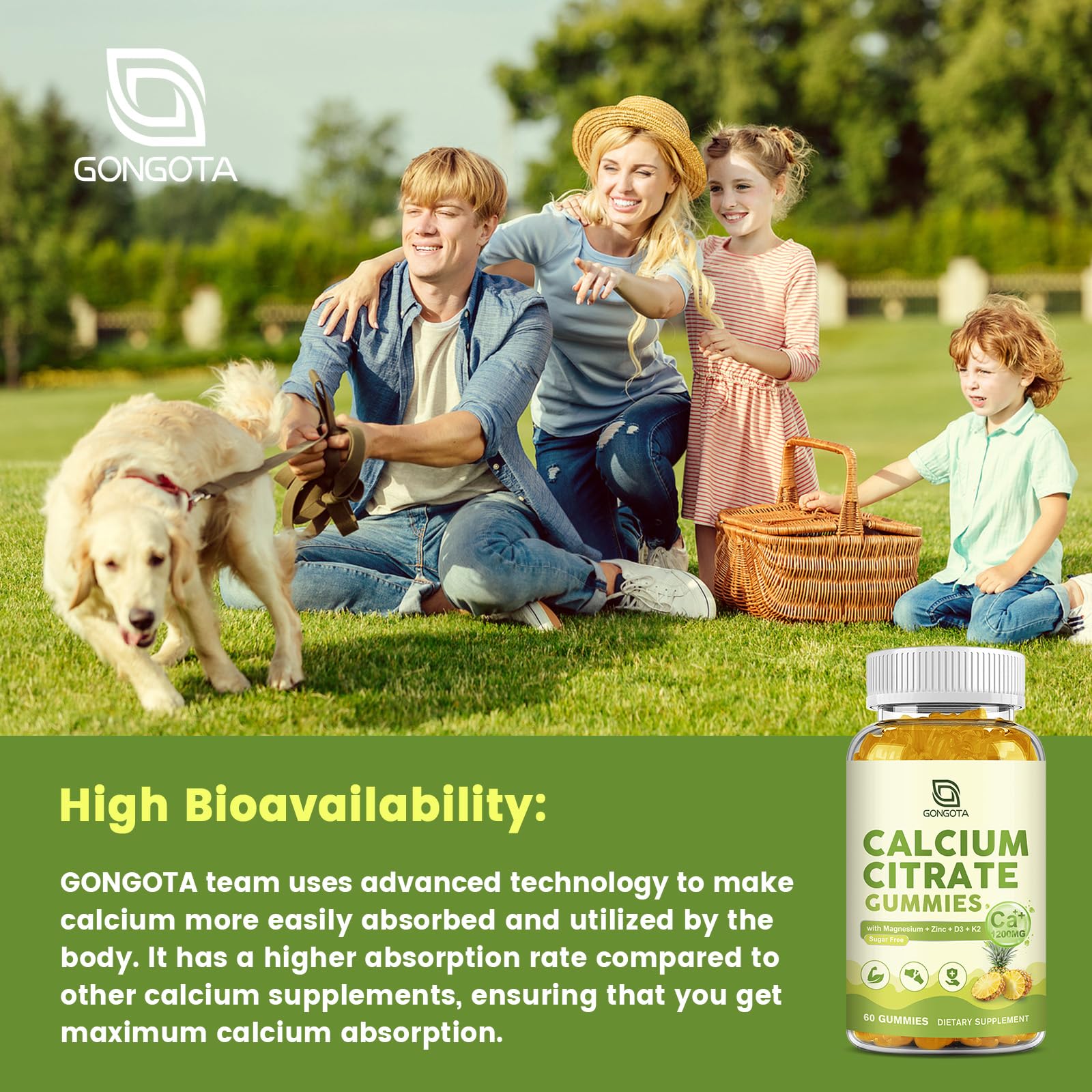 Calcium Citrate Gummies for Women, 1200mg Calcium Citrate Magnesium with Vitamin C D3 K2, Absorption Calcium Supplements for Bone, Muscle, Immune, Sugar Free (120Count) GONGOTA buy supplements canada
