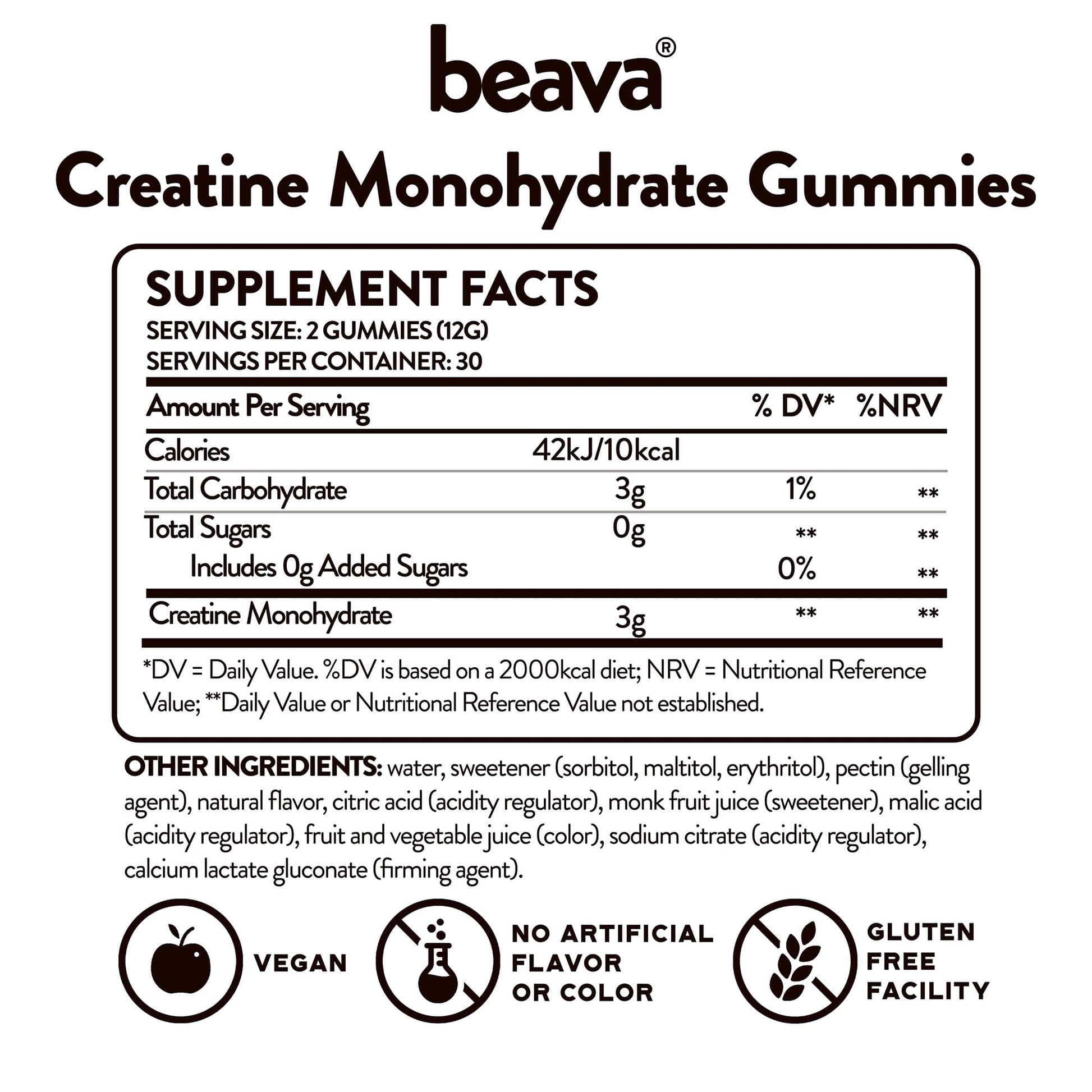 Creatine Monohydrate Gummies - 30 Servings - Vegan Creatine Chews for Muscle Growth, Muscle Recovery, Workout Recovery, Anaerobic Endurance - No Loading Phase - No Bloating - Strawberry - No Sugar beava buy supplements canada