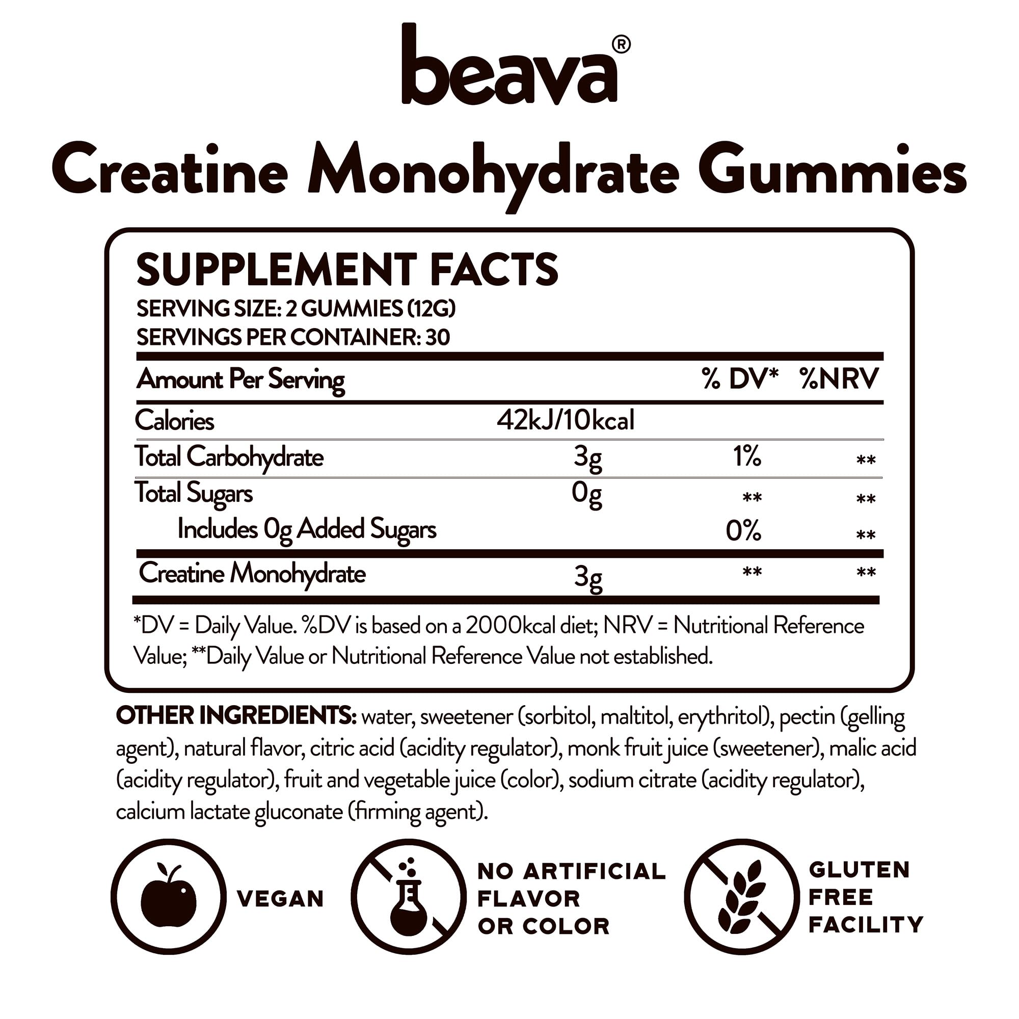 Creatine Monohydrate Gummies - 30 Servings - Vegan Creatine Chews for Muscle Growth, Muscle Recovery, Workout Recovery, Anaerobic Endurance - No Loading Phase - No Bloating - Strawberry - No Sugar beava buy supplements canada