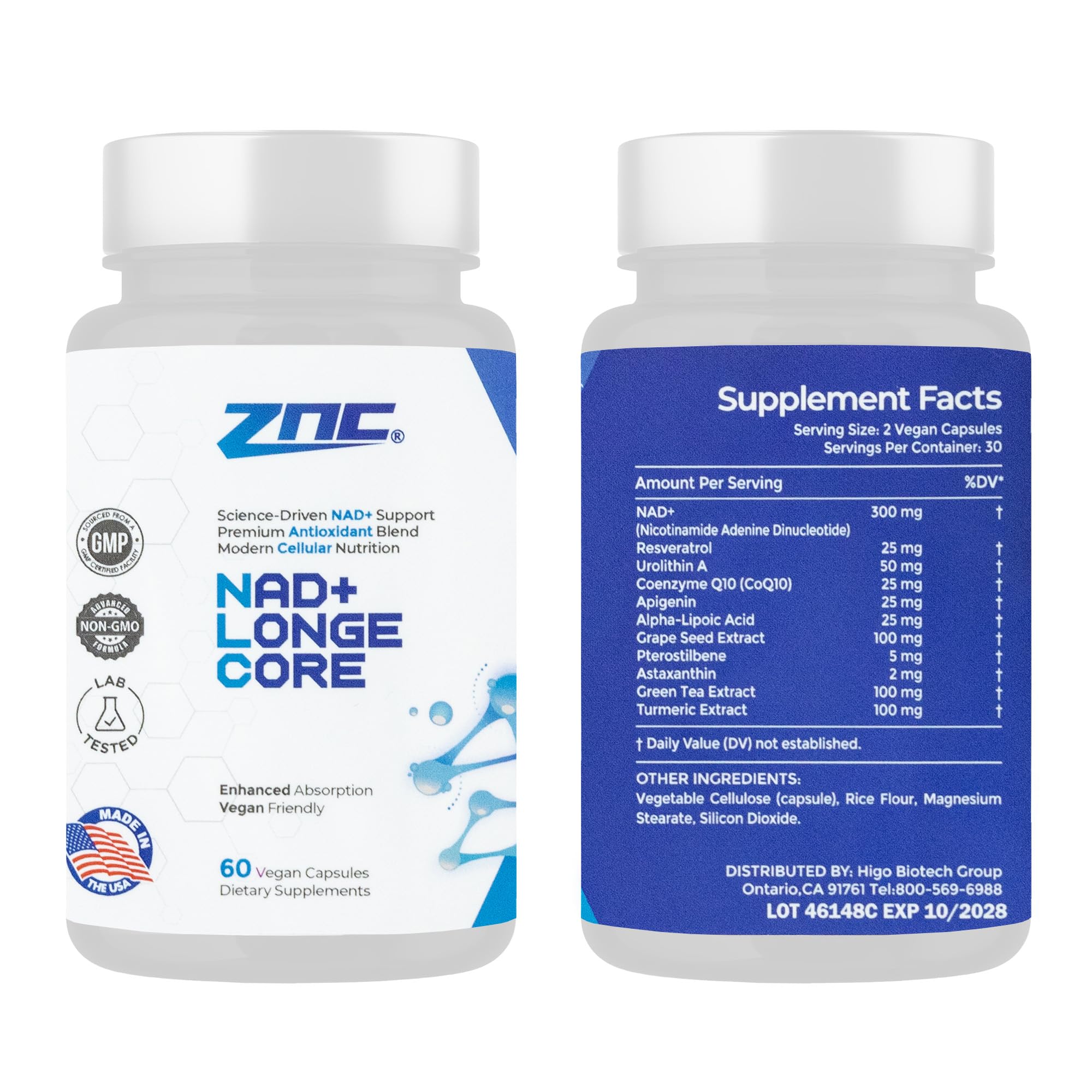 ZNC®10-in-1 NAD+ Supplement with Liposomal NAD, Urolithin A & Resveratrol for Energy & Cellular Repair - 60 Vegan Capsules ZNC buy supplements canada