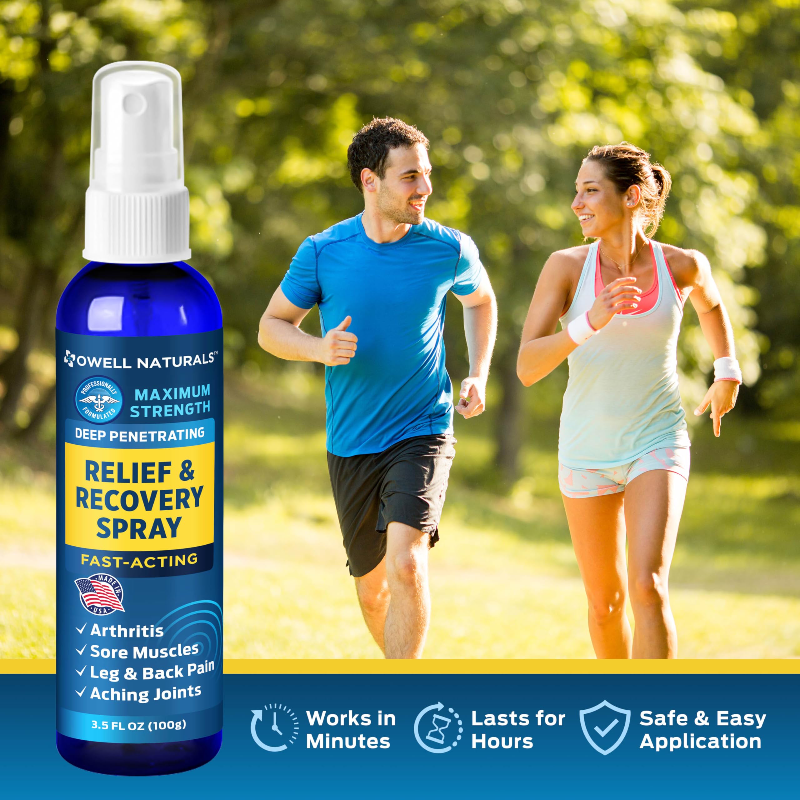 OWELL NATURALS Deep Penetrating Pain Relief Liquid Spray, Fast-Acting, Long Lasting, Natural Relief for Muscle Aches, Joint Pain, Stiffness, Quick Dry Formula, 3.5 oz Owell Naturals buy supplements canada