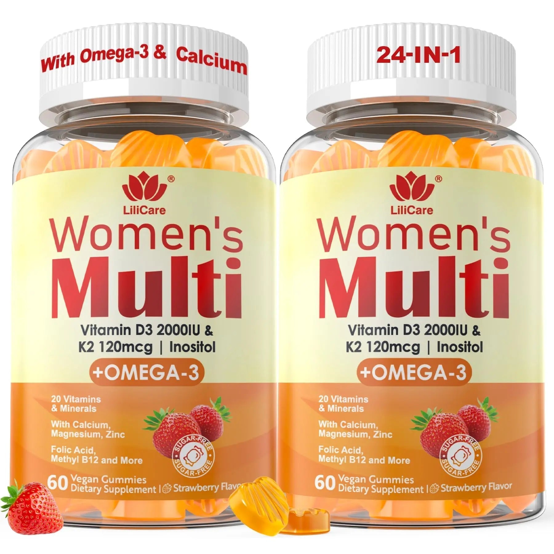 Womens Multivitamin Gummy with Omega 3（DHA/EPA), Vitamin D3 K2, Calcium, Inositol, Daily Womens Vitamin A C E B Complex LILICARE buy supplements canada