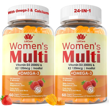 Womens Multivitamin Gummy with Omega 3（DHA/EPA), Vitamin D3 K2, Calcium, Inositol, Daily Womens Vitamin A C E B Complex LILICARE buy supplements canada