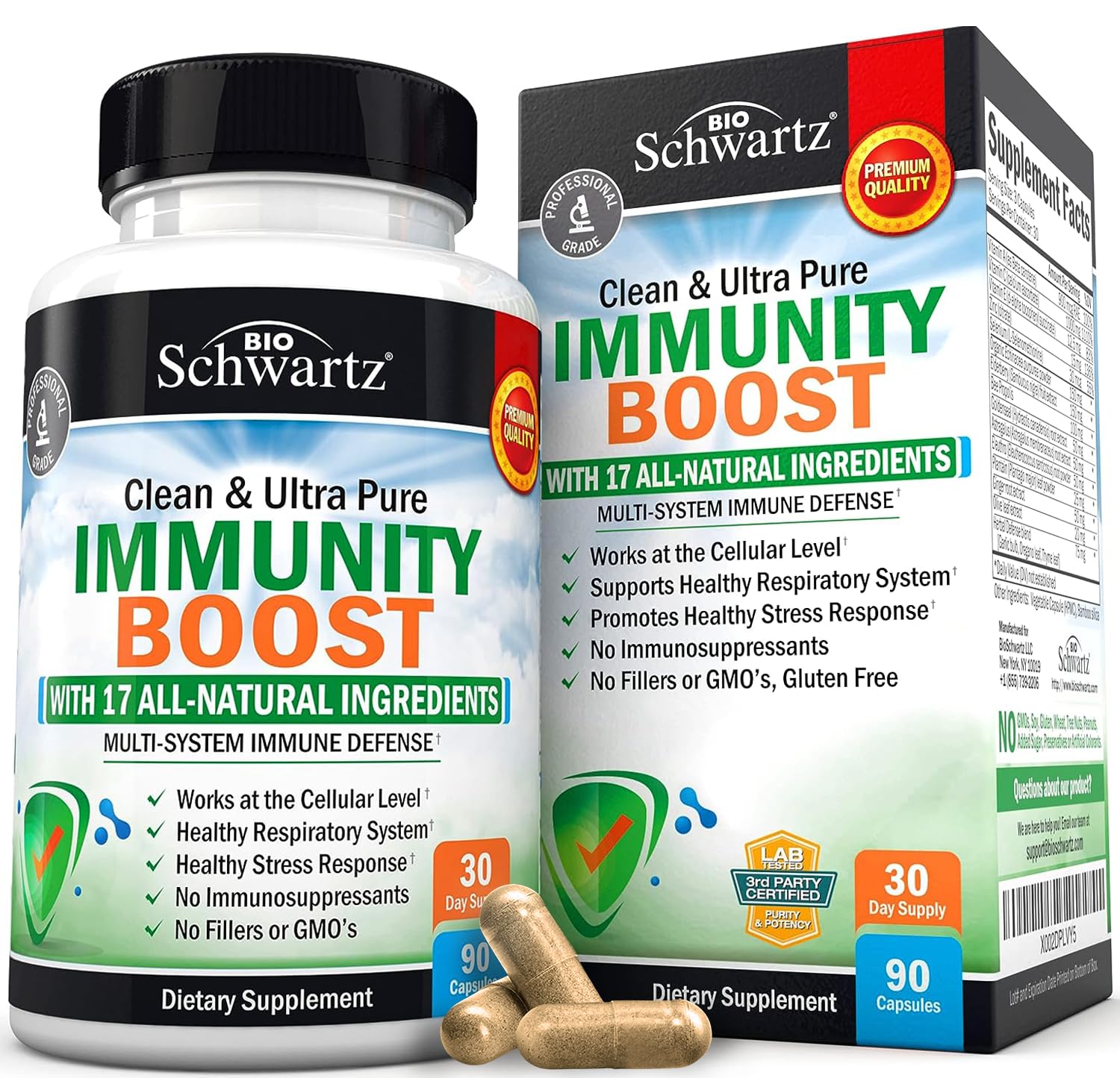 Immune Support Supplement with Vitamin C 1000mg Zinc Elderberry Extract Ginger BioSchwartz buy supplements canada