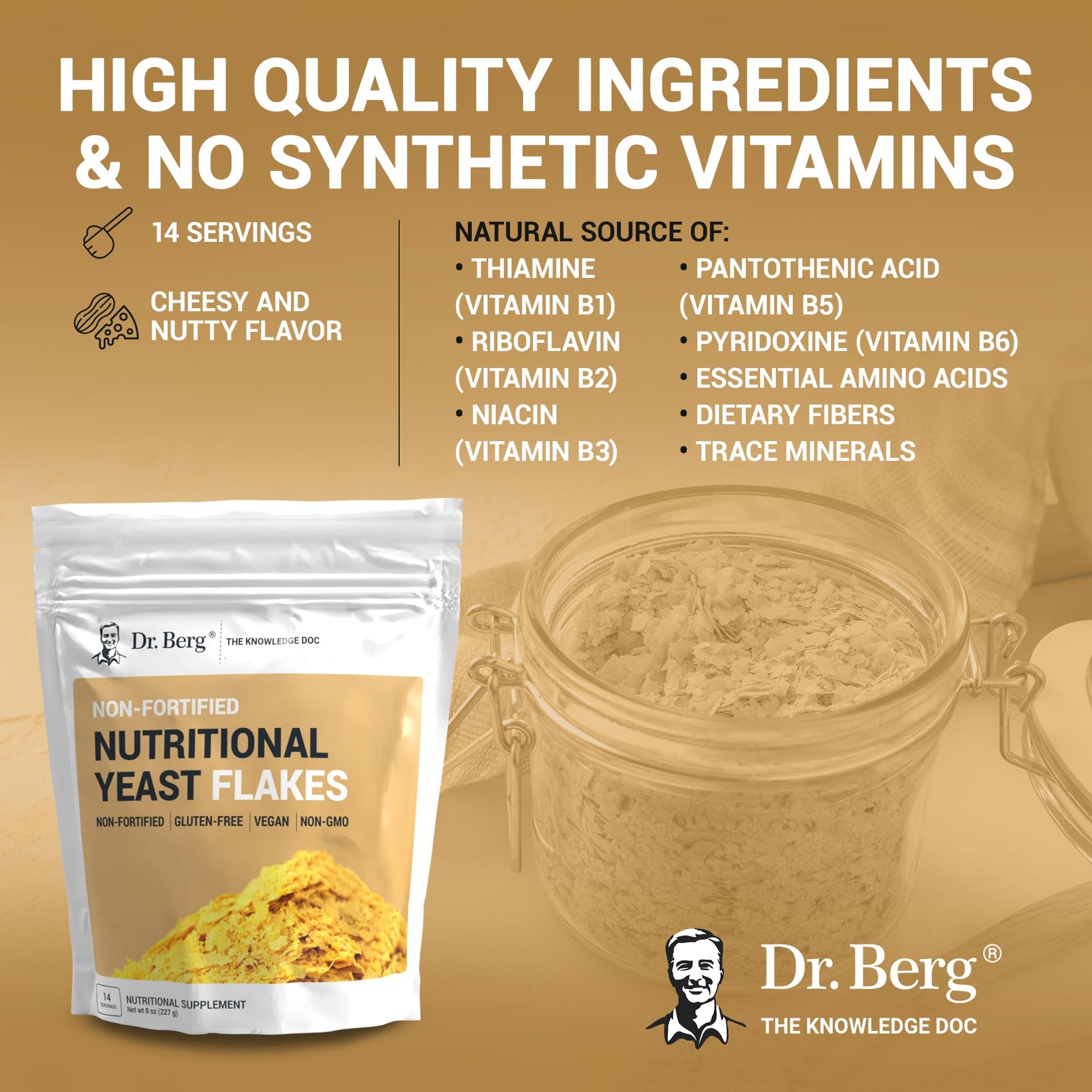 Dr. Berg Premium Nutritional Yeast Flakes - Delicious Non-Fortified Nutritional Yeast Dr. Berg Nutritionals buy supplements canada
