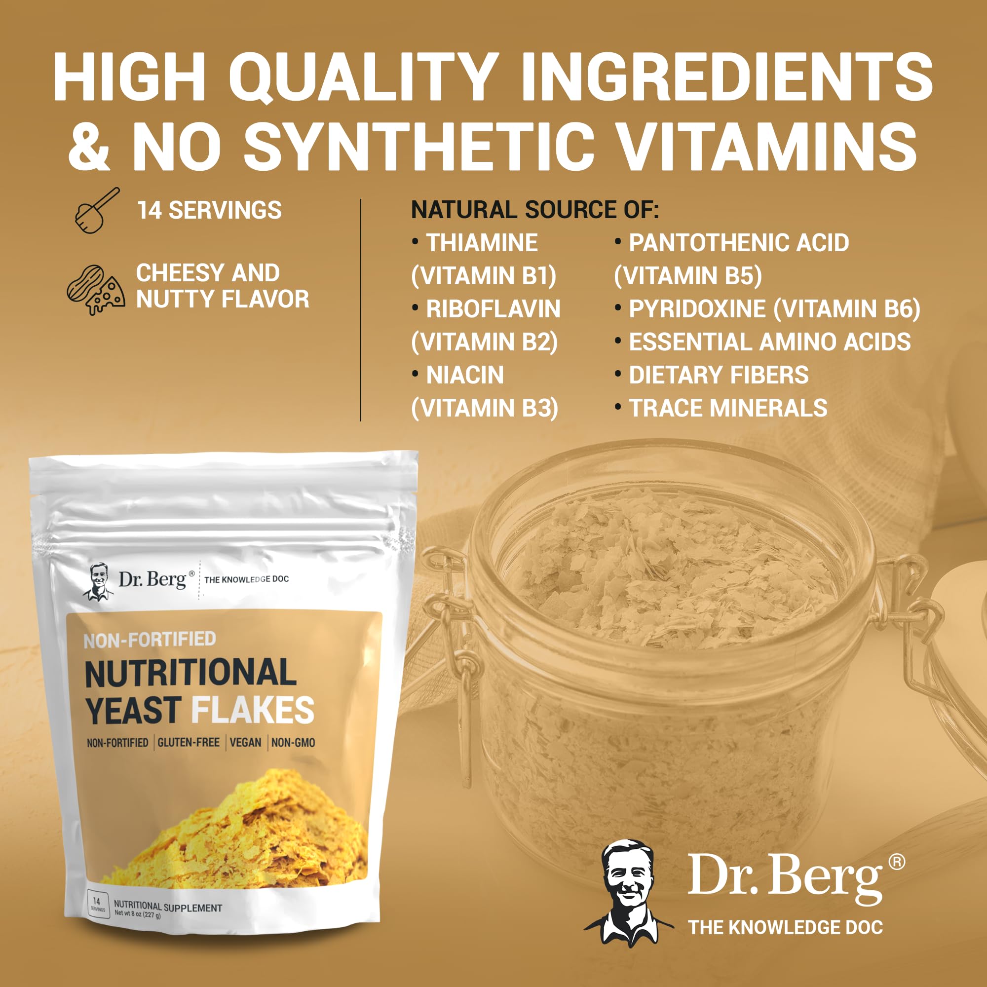 Dr. Berg Premium Nutritional Yeast Flakes - Delicious Non-Fortified Nutritional Yeast Dr. Berg Nutritionals buy supplements canada