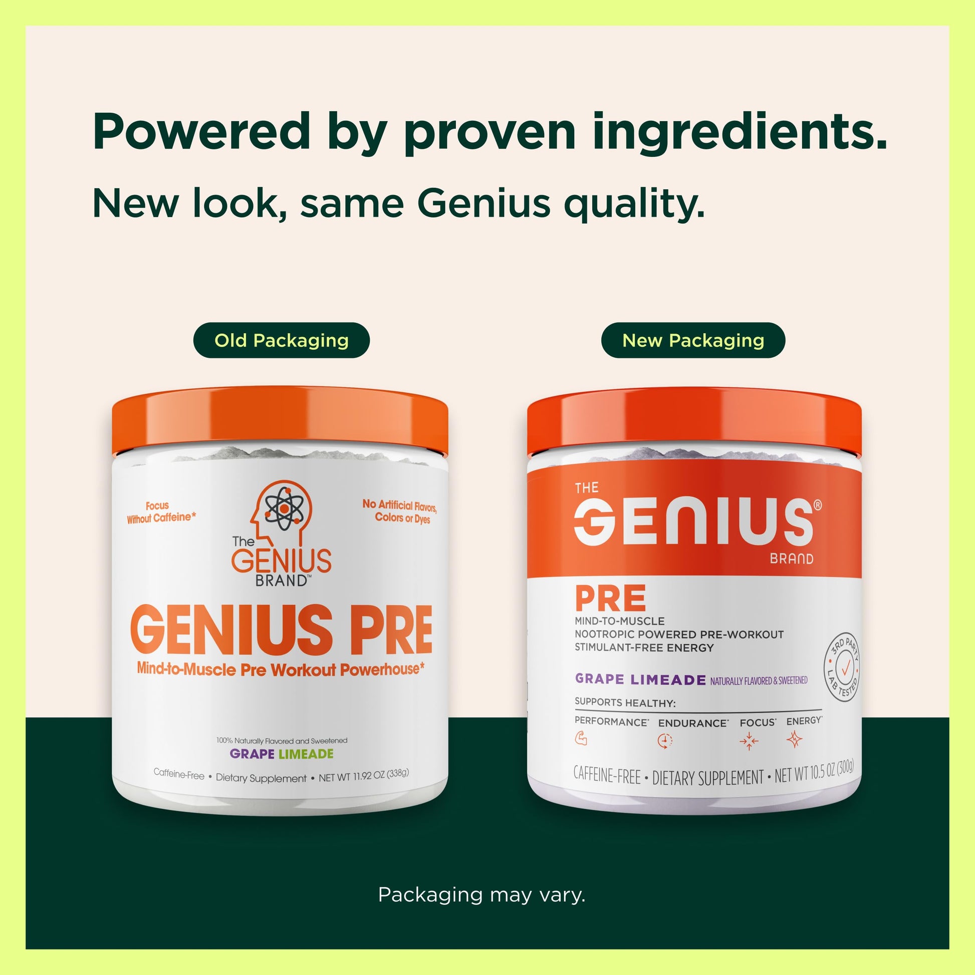 Genius Pre Caffeine-Free Pre Workout Boosted Energy, Focus, Performance Nootropic Formula AlphaSize, Citrulline Malate, CarnoSyn Beta Alanine Endurance, Stamina, Recovery, 20 Servings - Grape Limeade The Genius Brand buy supplements canada