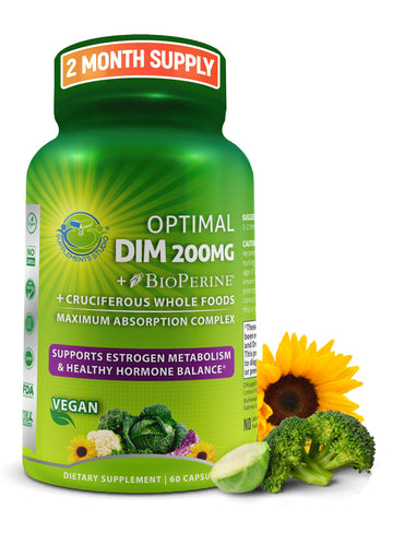Optimal DIM 200mg Supplement for Women and Men - Made with Organic Whole Foods - Estrogen & Hormone Balance Support Diindolylmethane Complex - Maximum Absorption Delayed-Release Capsules - 60 Count SUPPLEMENTS STUDIO buy supplements canada