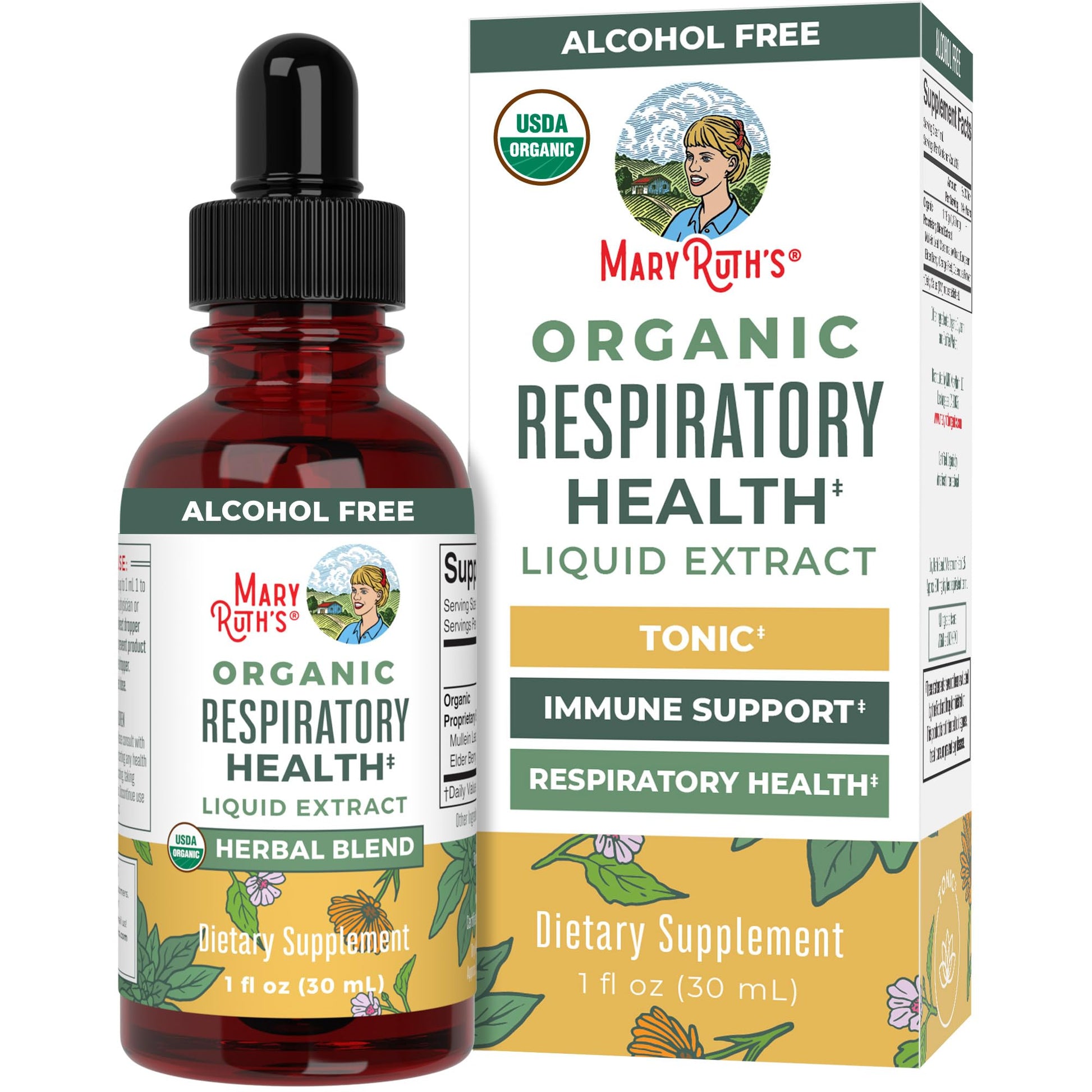 MaryRuth Organics USDA Organic Respiratory Health Liquid Drops with Mullein Leaf | Marshmallow Root & Elderberry | Mullein Drops for Lungs Herbal Blend | Immune Support Supplement | Vegan | 1 Fl Oz MARYRUTH'S buy supplements canada