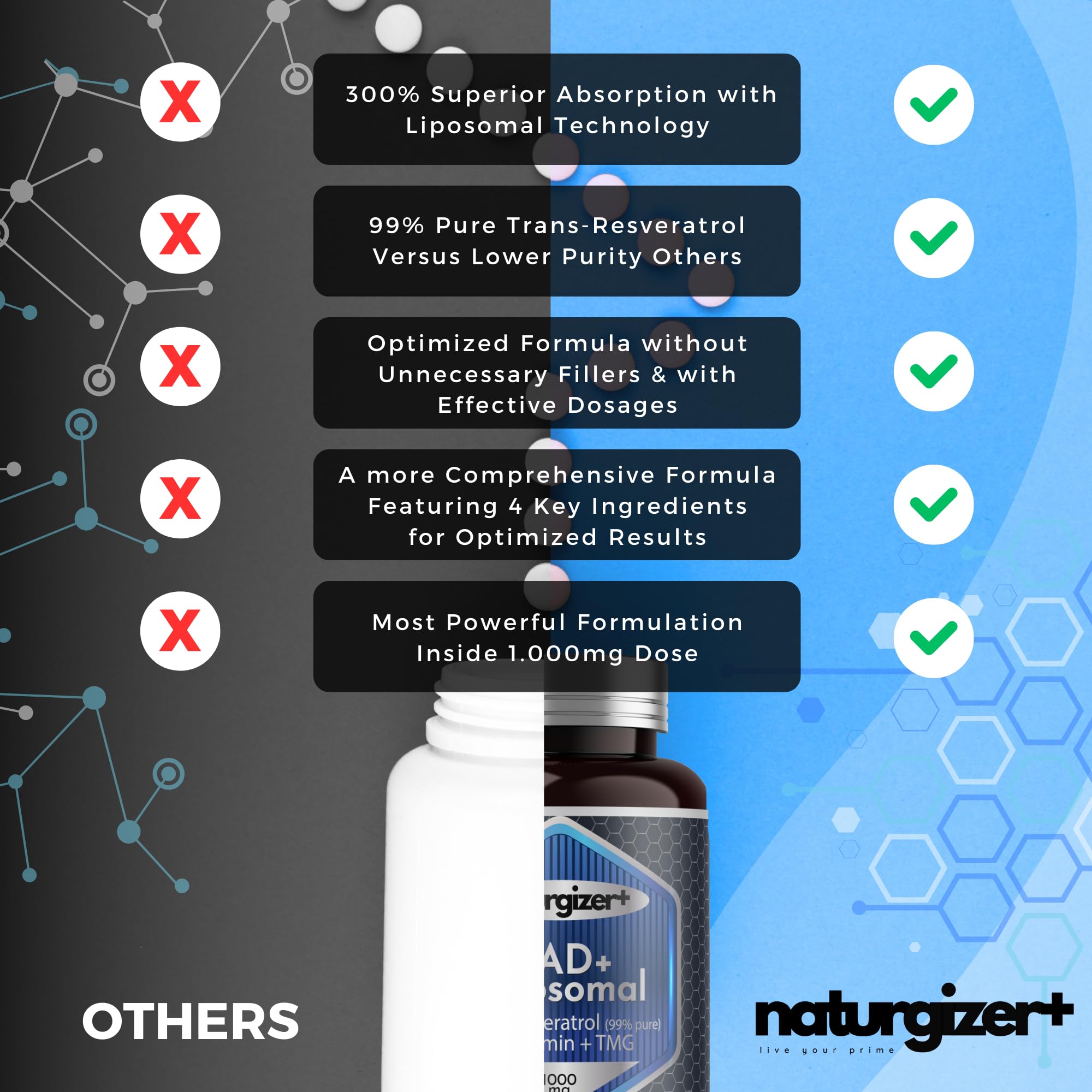 naturgizer+ Liposomal NAD+ Supplement with Resveratrol, TMG & Vitamin B3 | 4-in-1 Healthy Aging & Cellular Energy Support | High Absorption NAD Plus for Men & Women Over 40 | 120 Capsules naturgizer+ buy supplements canada