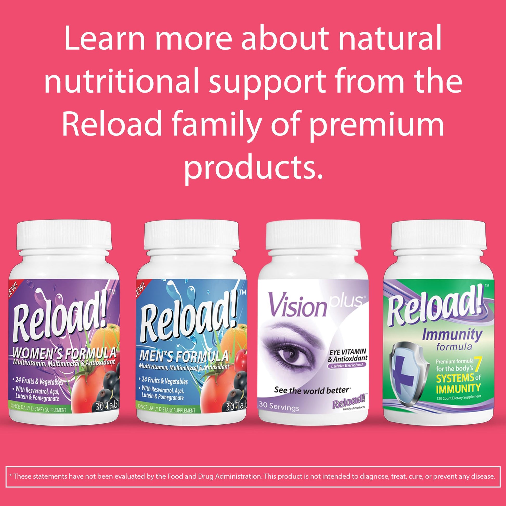 Reload! Women’s 50+ Multivitamin, Multimineral & Antioxidant – with Resveratrol, Acai, Lutein, Cranberry, Pomegranate & 25 Fruits & Vegetables – Once Daily Tablets – 30 Count Reload! buy supplements canada