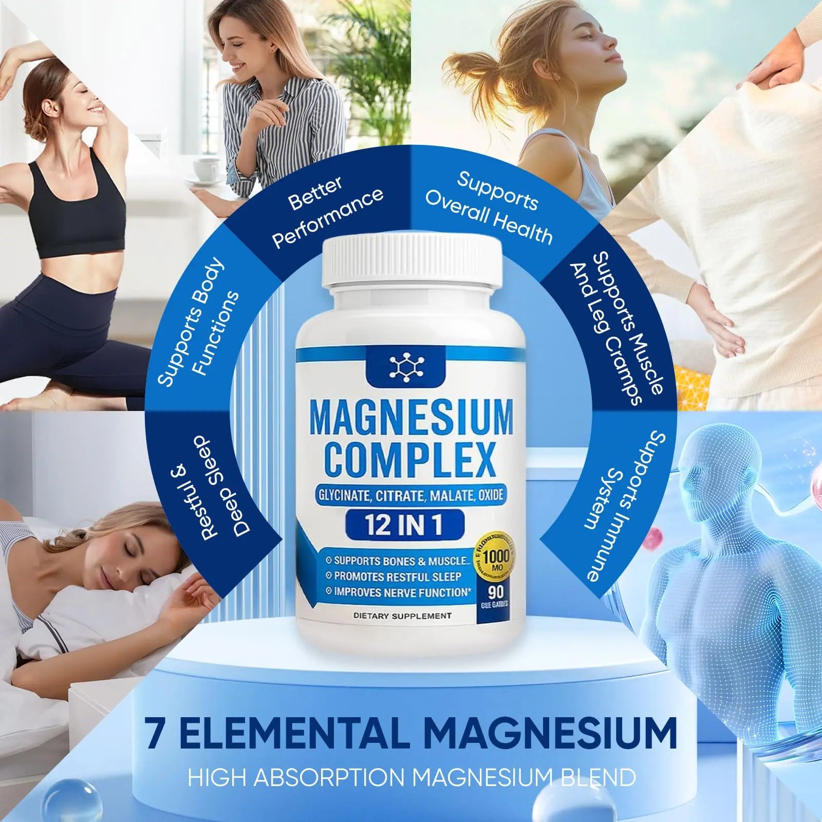 Nutrapure Magnesium Complex 7 Elemental Supplement - Magnesio Complex 1000mg Forms Including Glycinate, Citrate, Malate, Taurate Chelated | Energy Support | Vegan Non-GMO, 90 Capsules (2) WSJAWH buy supplements canada