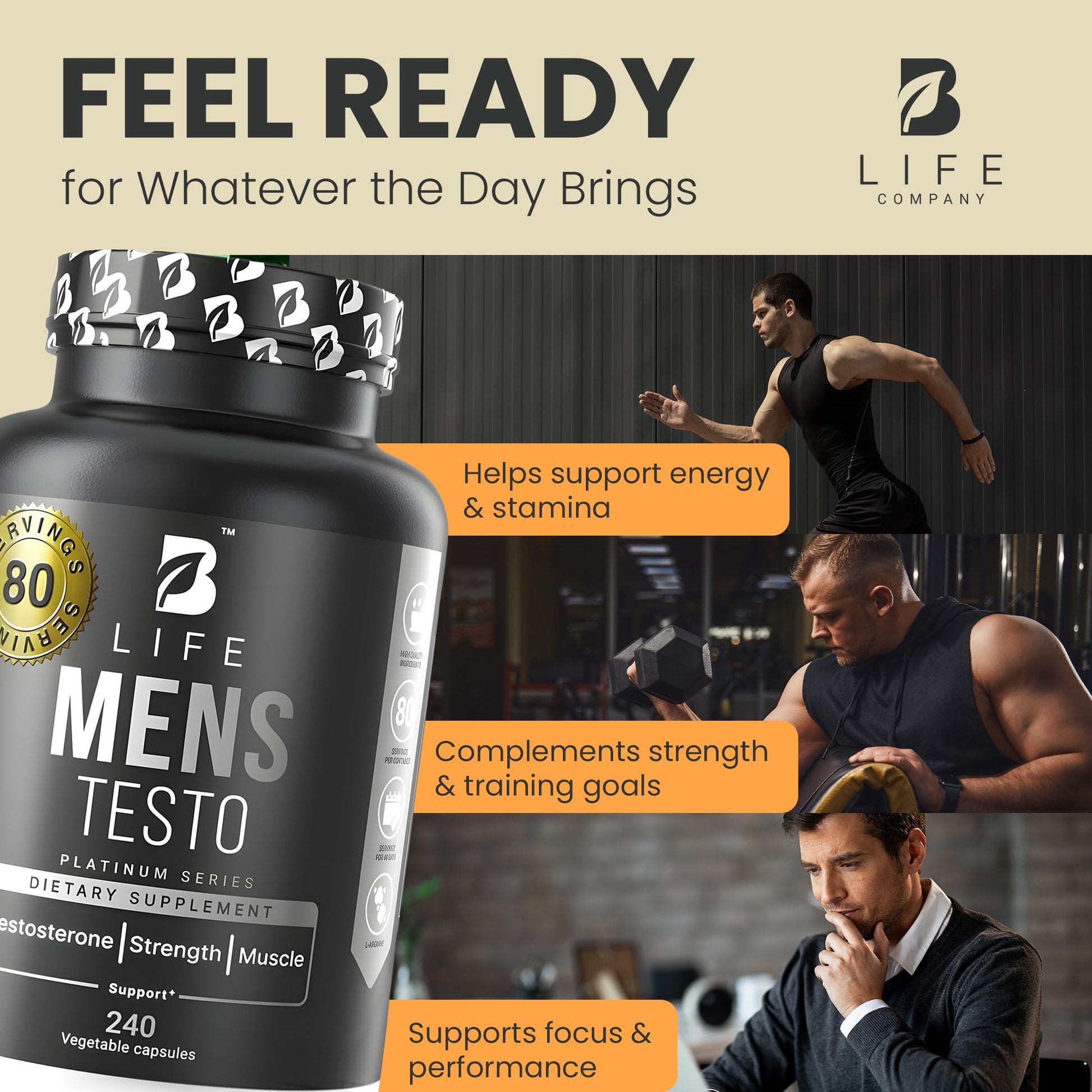 Testosterone Booster Supplement for Men | Boron supplement for men with Tribulus Terrestris, Black Maca, Horny Goat Weed, L-Arginine | Stamina, Endurance, Muscle growth & strength | 80 Servings B Life Company buy supplements canada
