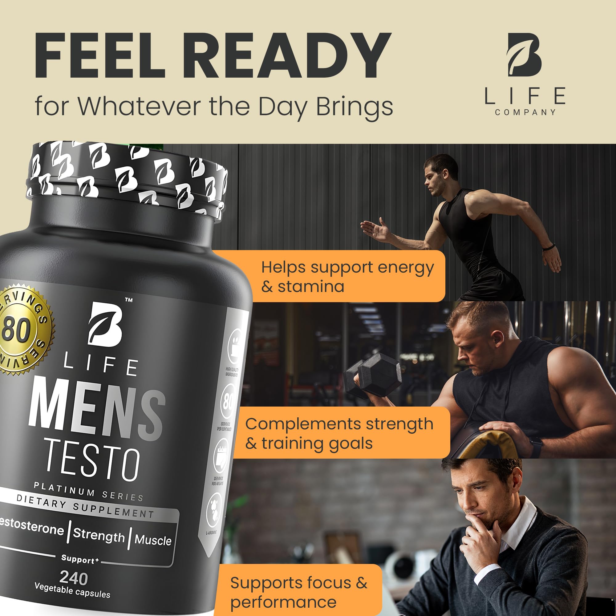 Testosterone Booster Supplement for Men | Boron supplement for men with Tribulus Terrestris, Black Maca, Horny Goat Weed, L-Arginine | Stamina, Endurance, Muscle growth & strength | 80 Servings B Life Company buy supplements canada