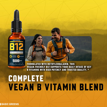 Vitamin B12 Sublingual Liquid Drops 5000 mcg – Vegan Methyl B-12 Supplement for Energy & Focus – B 12 Vitamin for Women & Men BASIC GREENS buy supplements canada