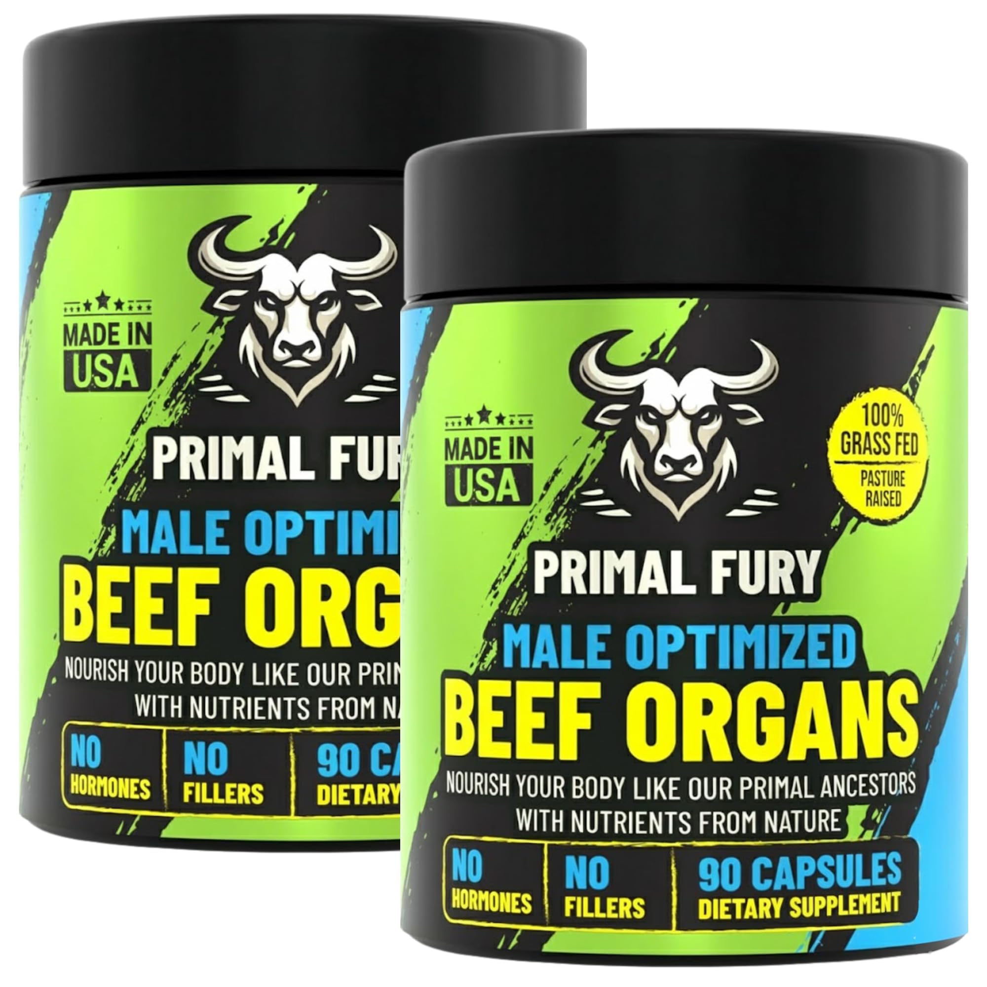 Grass Fed Beef Organ Supplement for Men - Male Optimization Pills - 6 Vital Beef Organs to Drive Prostate Health & Peak Performance, Made in USA, 90 Capsules (2 Pack) PRIMAL FURY buy supplements canada