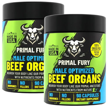 Grass Fed Beef Organ Supplement for Men - Male Optimization Pills - 6 Vital Beef Organs to Drive Prostate Health & Peak Performance, Made in USA, 90 Capsules (2 Pack) PRIMAL FURY buy supplements canada