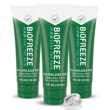 Biofreeze Pain Relief Gel for Knee, Neck, Hip, Joint, Shoulder, & Simple Backache, Arthritis Pain Reliever, Sore Muscle Relief, Colorless Menthol Gel 4 Fl Oz (Pack of 3) Biofreeze buy supplements canada
