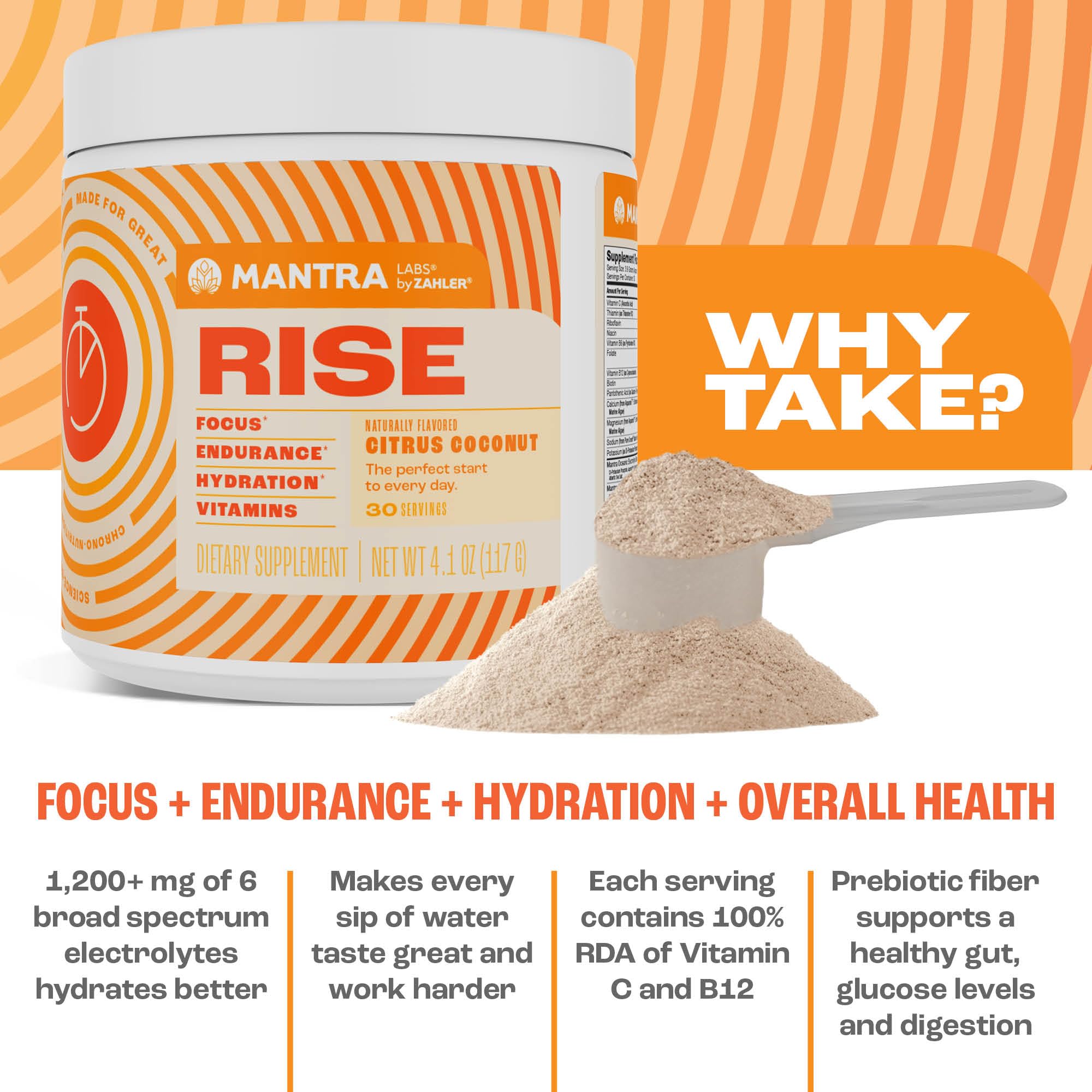 Zahler Mantra Rise, The Energy and Focus Supplement, Citrus Coconut Flavored, 30 Servings. Zahler buy supplements canada