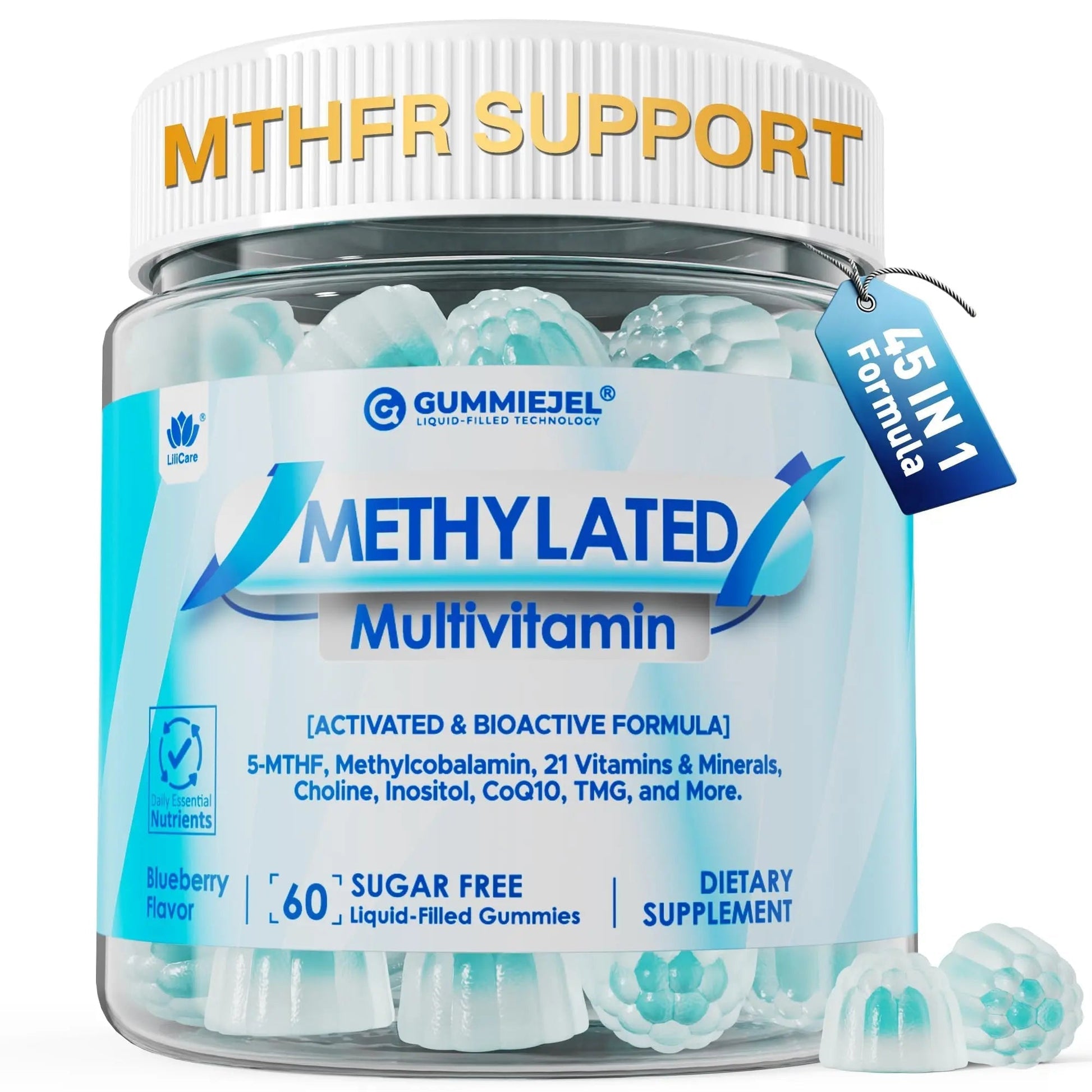 Methylated Multivitamin for Men & Women Gummies + Greens & Mushroom Blend, Methylfolate & B12, TMG, Choline LILICARE buy supplements canada