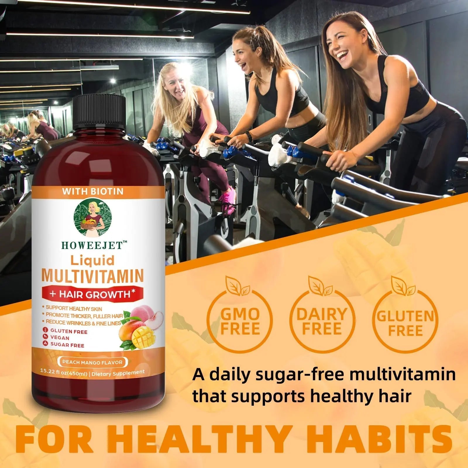 Liquid Multivitamin for Hair Growth | Biotin 10000mcg | Hair & Skin Support Supplement | Clinically Tested for Thicker Hair & Skin Elasticity HOWEEJET buy supplements canada
